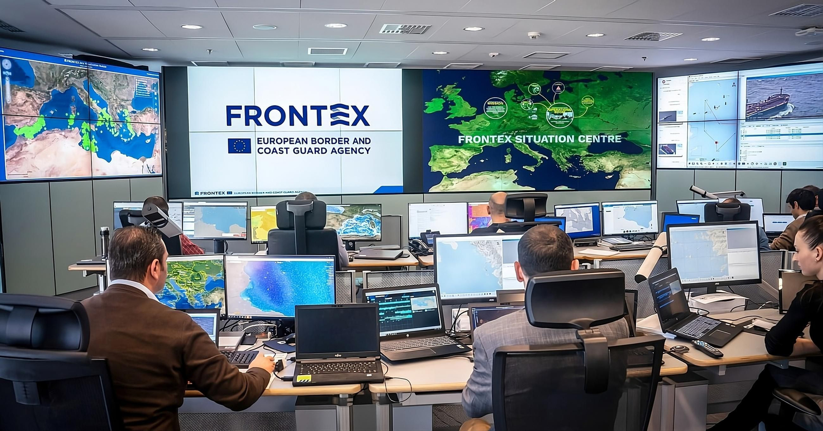 Trabajadores en una sede de Frontex.