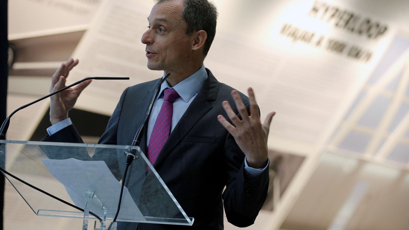 Pedro Duque durante la presentación del proyecto Hyperloop.