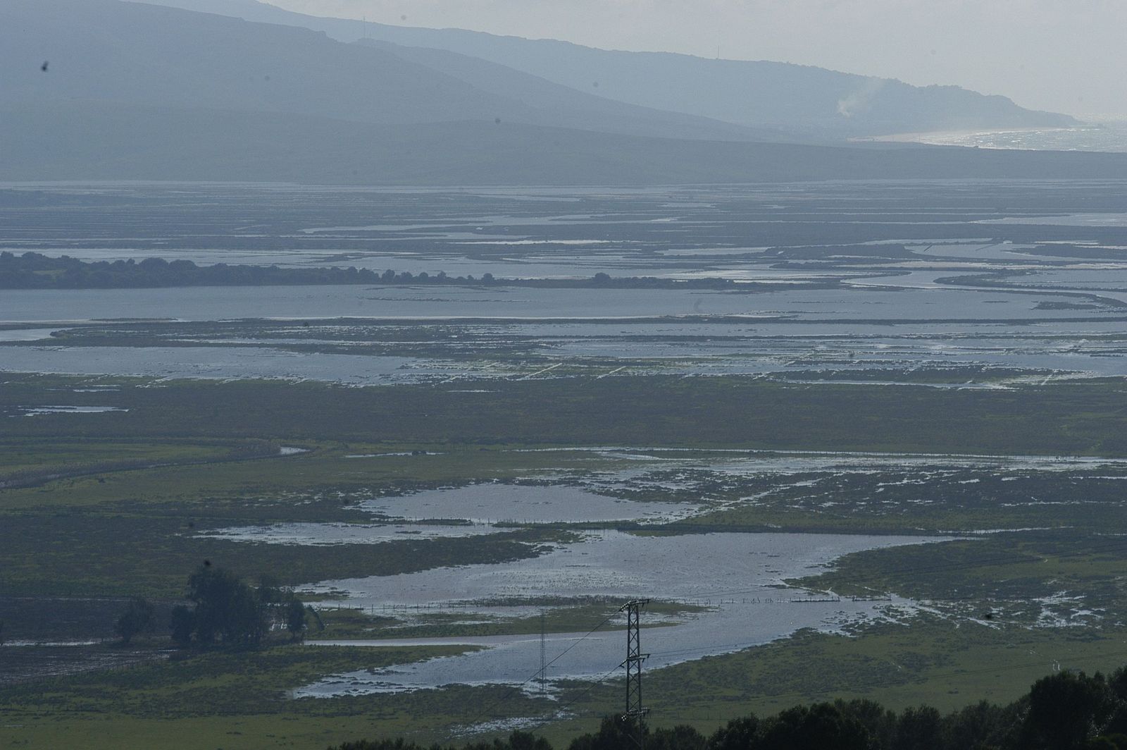 Parte de la laguna de La Janda inundada tras lluvias importantes.