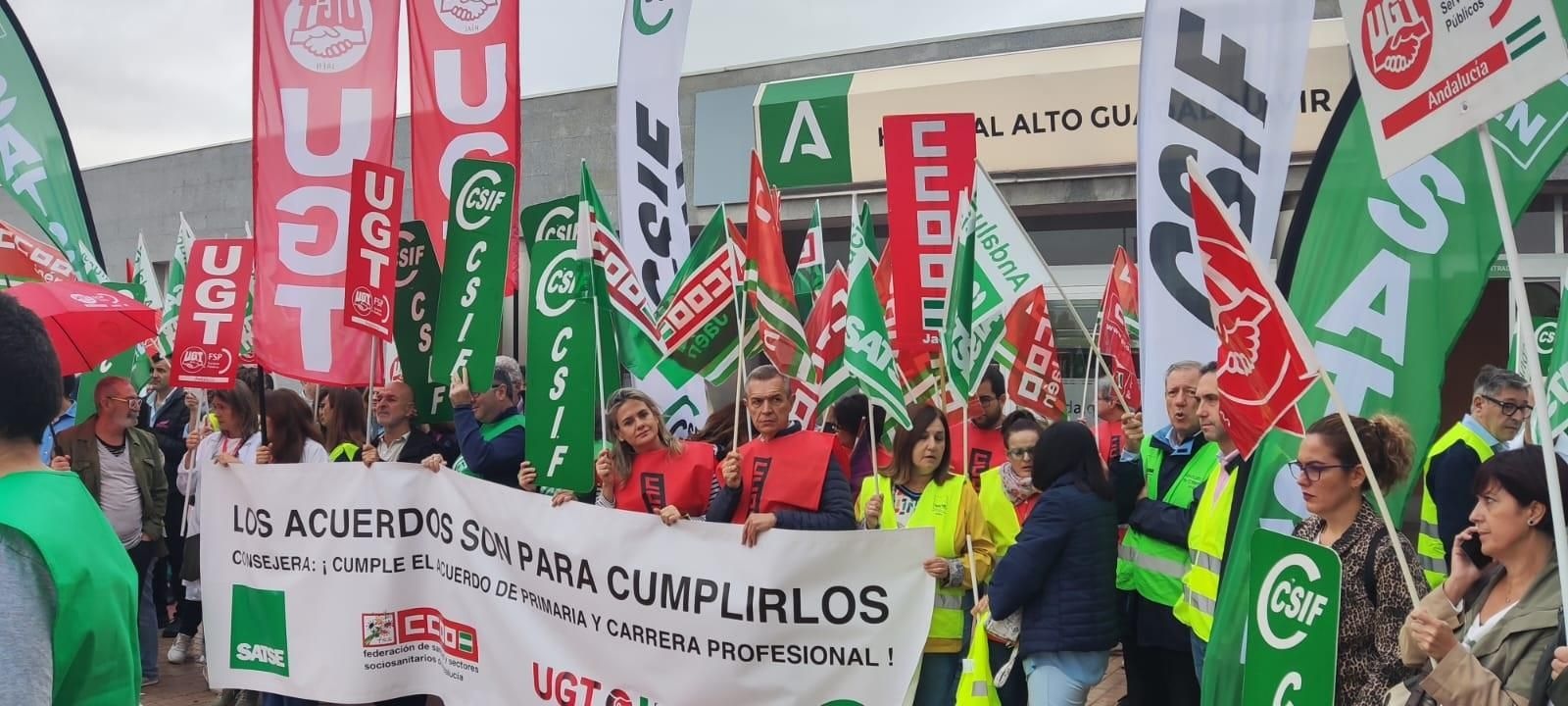 Imagen de las protestas sindicales en Jaén.