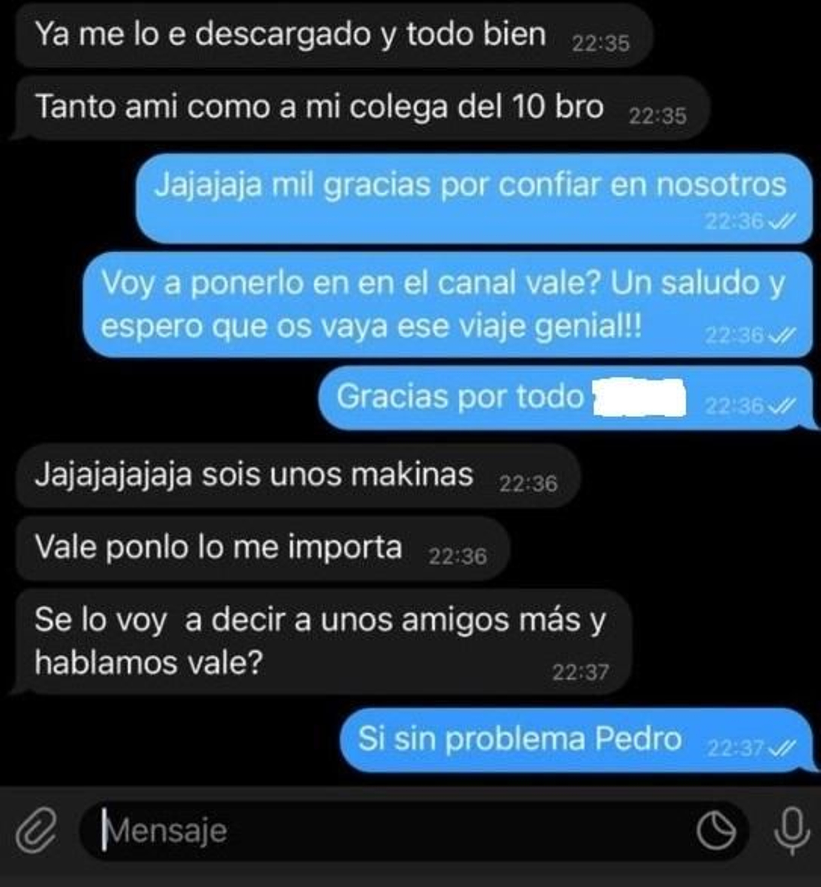 Una de las conversaciones sobre la compra de un pasaporte falso