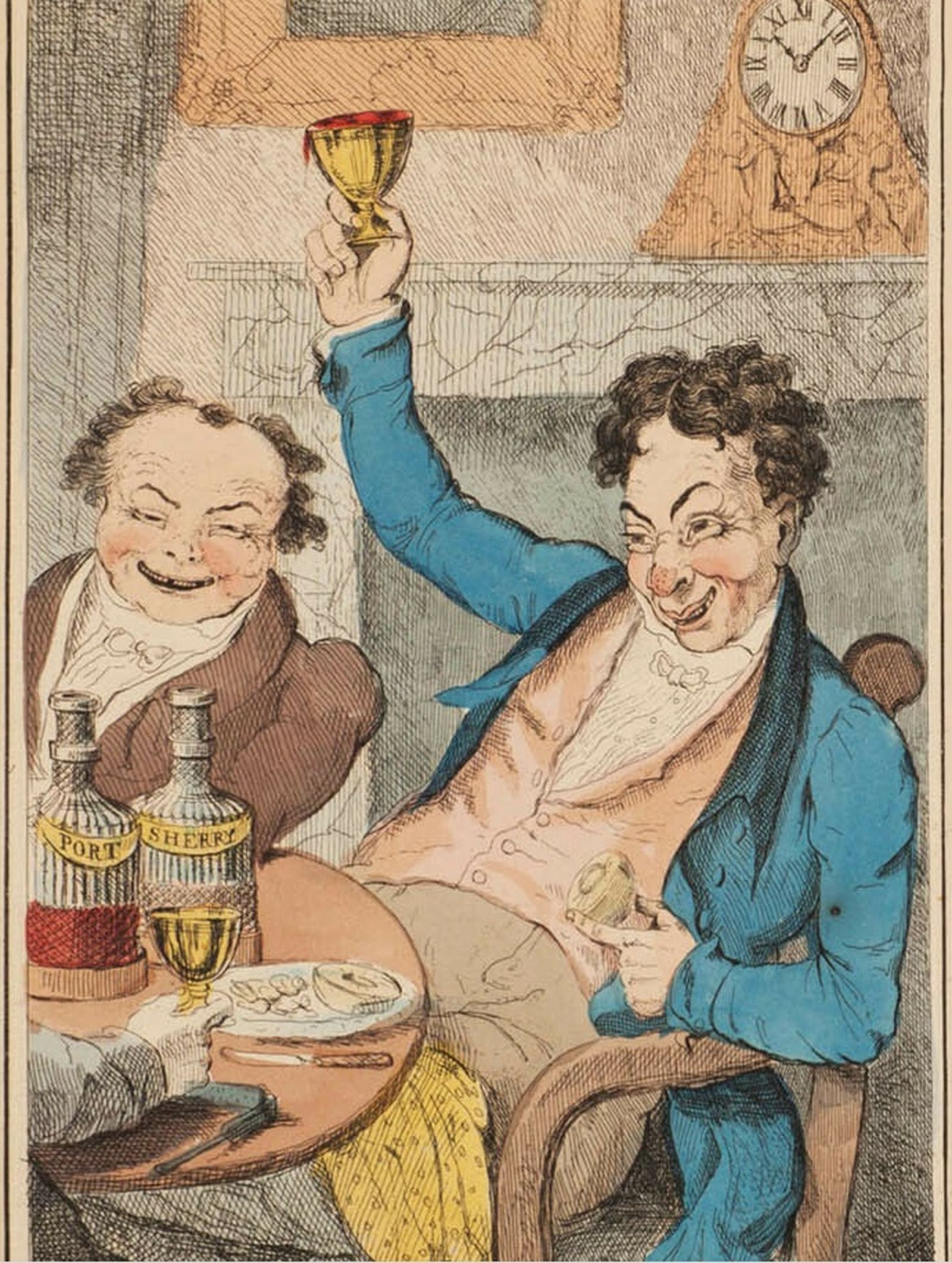 El jerez en 'Night and Morning', caricatura de Robert Seymour, siglo XIX.