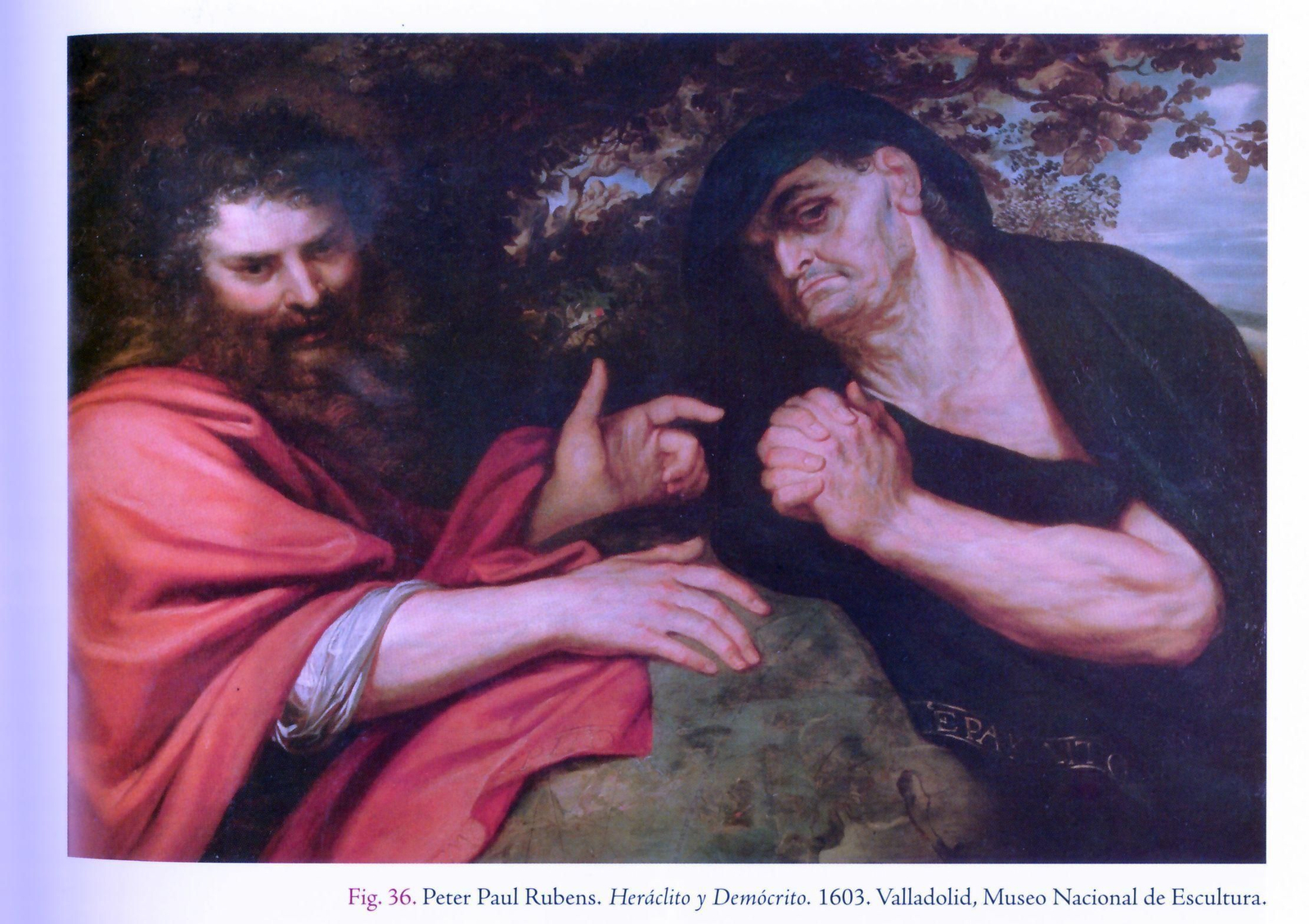 'Heráclito y Demócrito' (1603) de Rubens, Museo Nacional de Escultura de Valladolid.