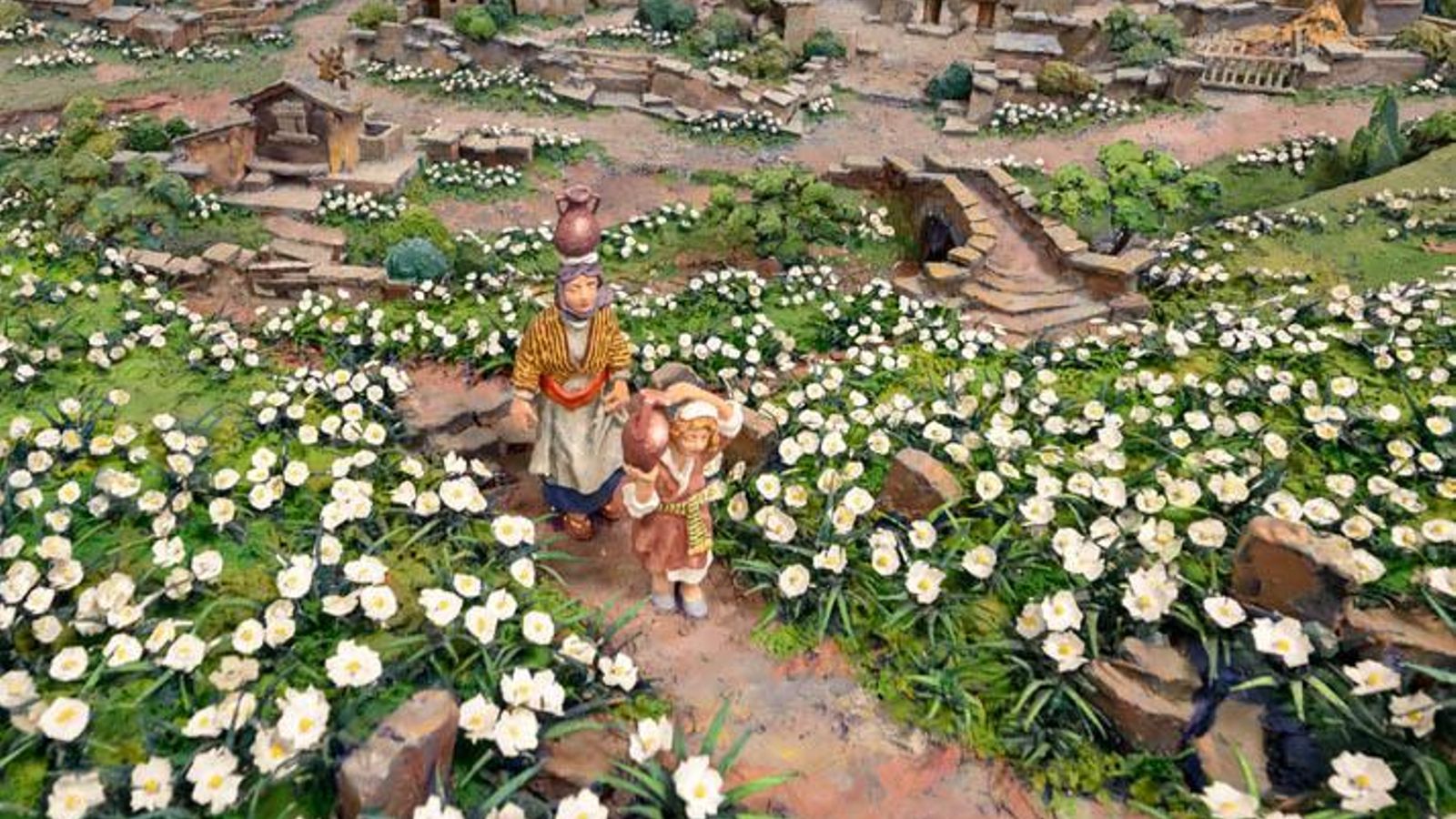 Un mar de flores y un pueblo al fondo. Un mar de flores y un pueblo al fondo.