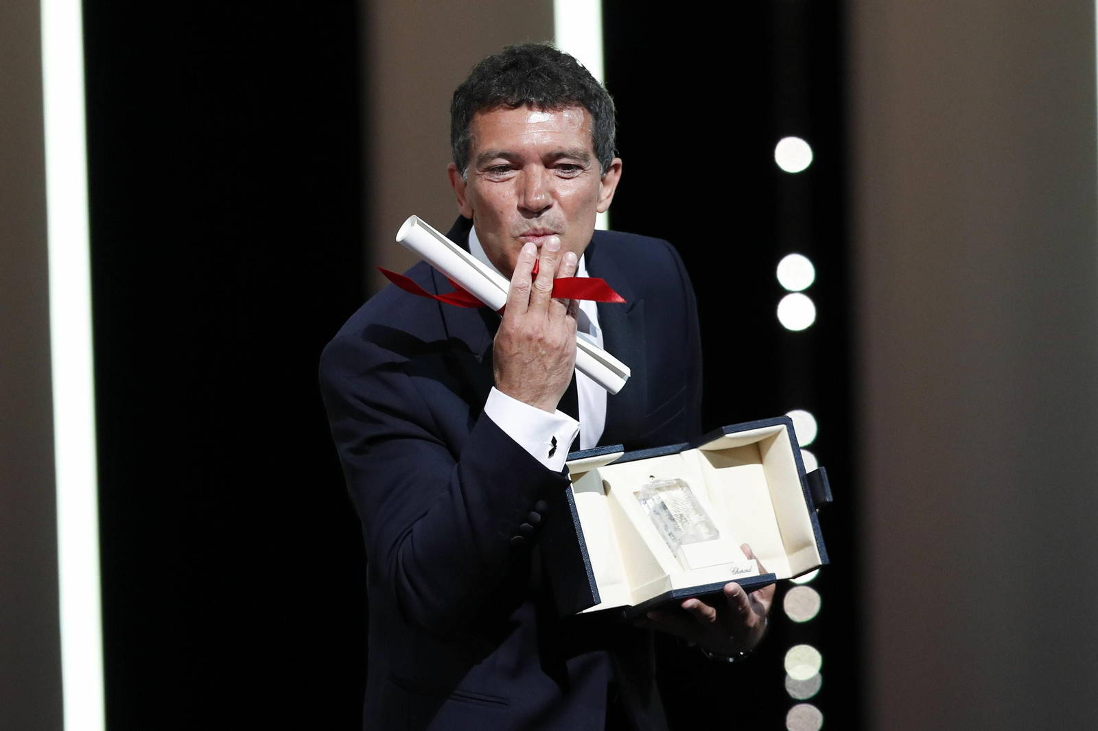 Antonio Banderas, tras recoger su galardón.