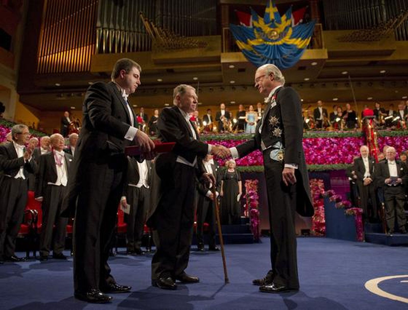 Konstantin Novaselov y Richard Heck, Premios Nobel de Química.

Foto: Reuters/AFP Photo/EFE