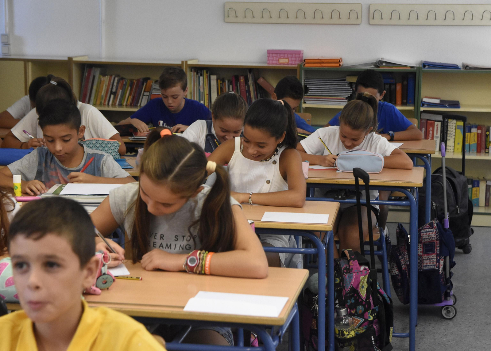 Un grupo de alumnos de Primaria durante el primer día de clases del pasado curso.