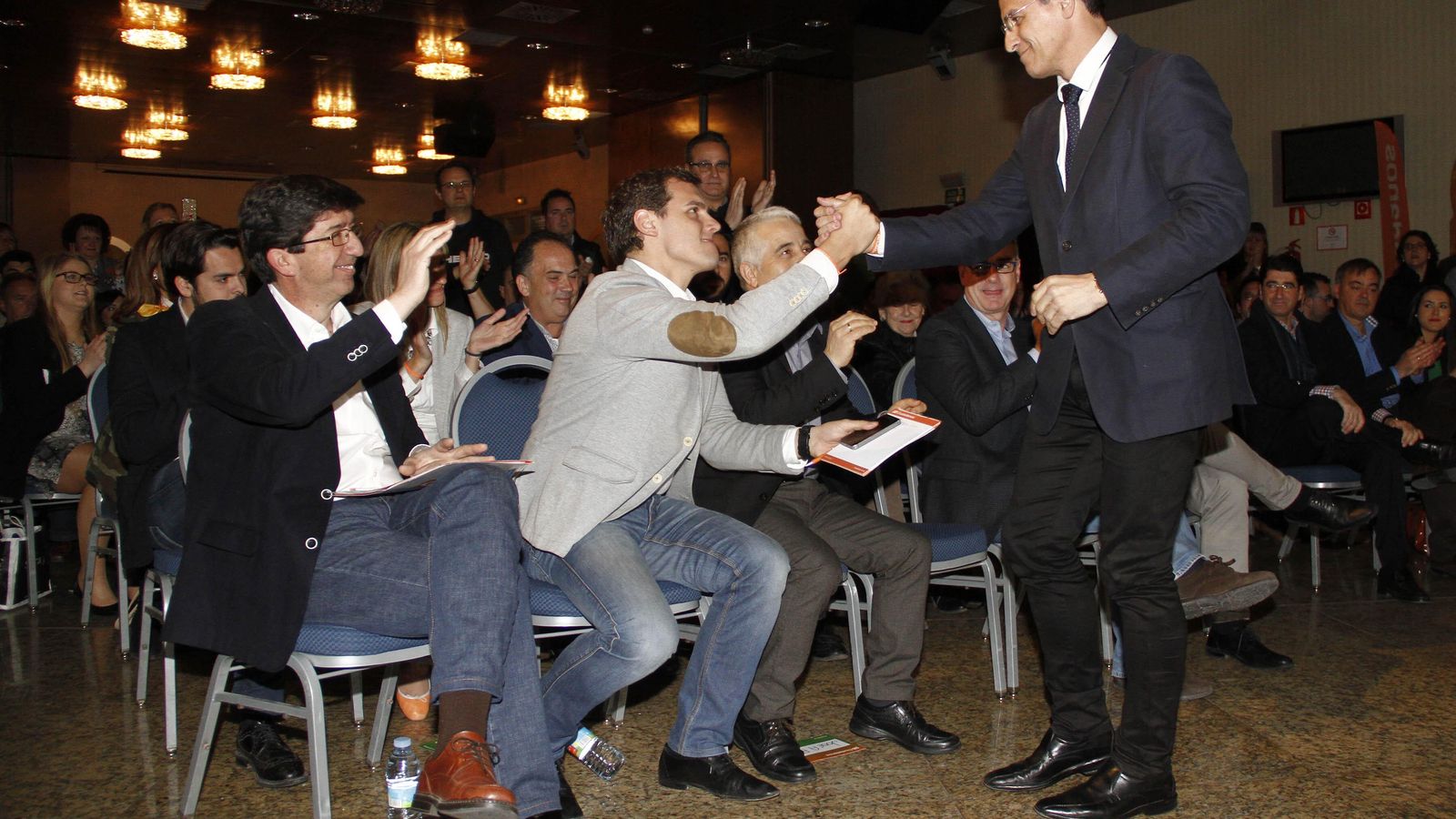 Juan Marín, Albert Rivera y Luis Salvador, en un acto en 2015