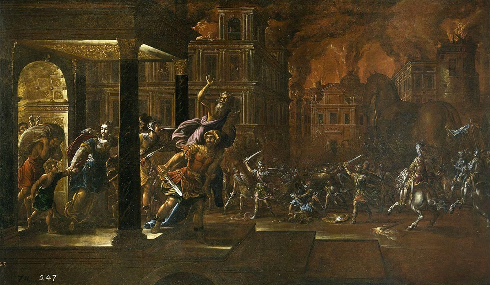 'El incendio de Troya' (primera mitad del siglo XVII), de Juan de la Corte.