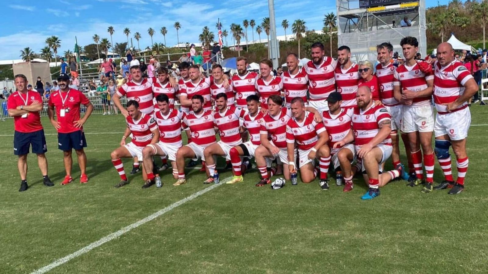 La selección de rugby de Gibraltar, antes de un encuentro