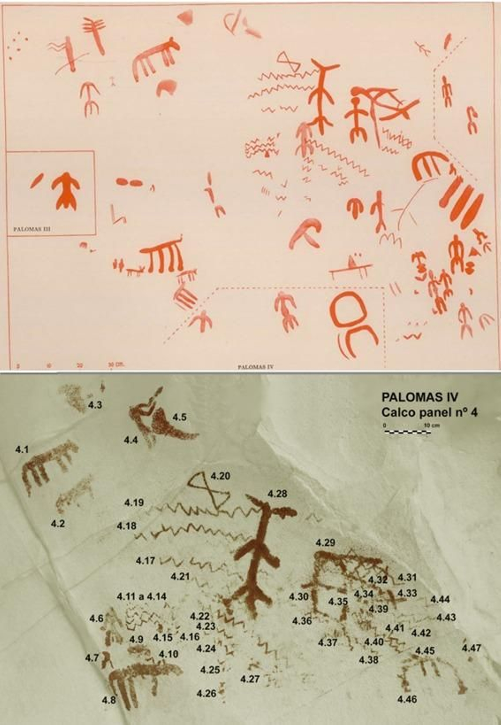 Comparativa de calco realizado por H.Breuil, con un calco actual.