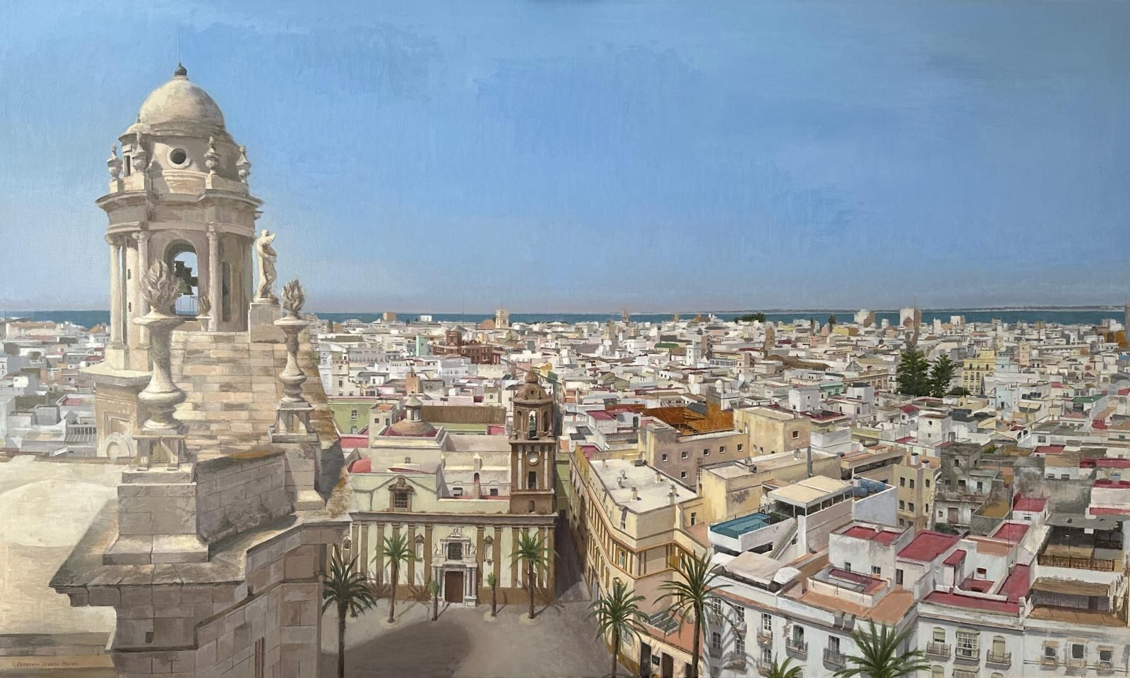 La obra 'Cádiz desde la torre del reloj', de Fernando Devesa, ganadora del Certamen Internacional de Pintura Ciudad de Hellín
