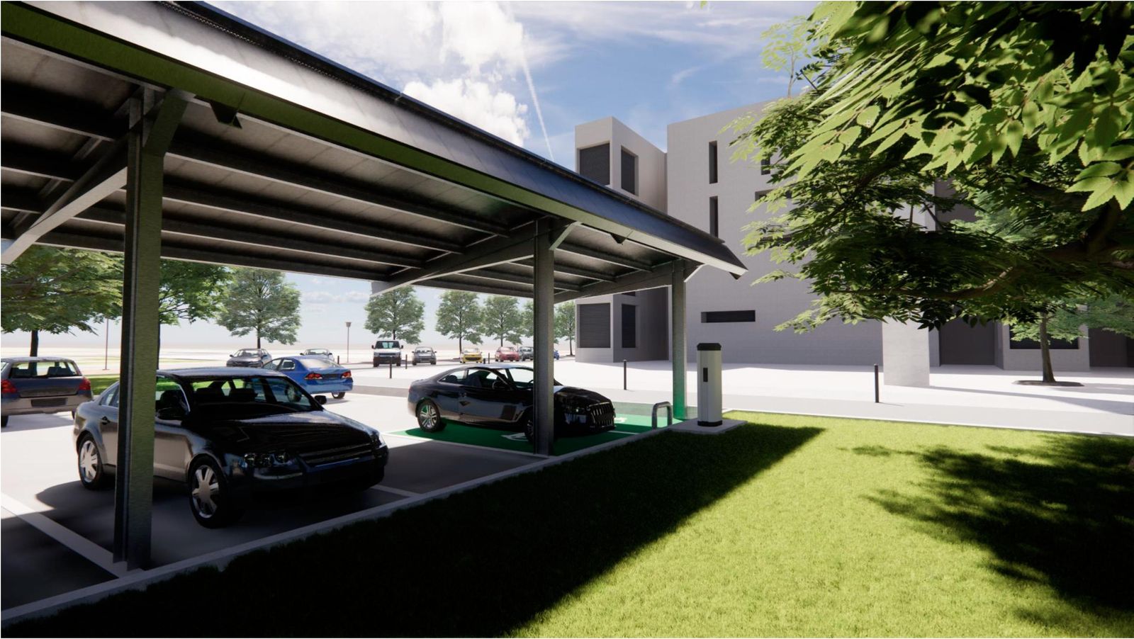 Así quedará el Campus del Carmen de la Universidad de Huelva tras la instalación de las placas solares