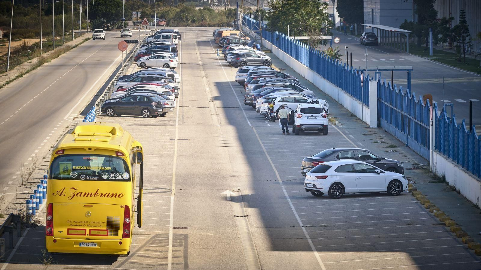 Aparcamiento de Airbus Puerto Real, este miércoles