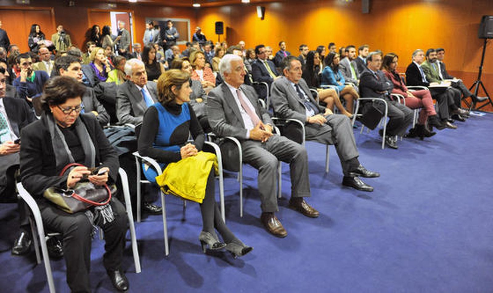 Público asistente a la entrega de premios, con el presidente de la patronal andaluza CEA, Santiago Herrero, en la primera fila junto al presidente de Ayesa, José Luis Manzanares.

Foto: Juan Carlos Vázquez