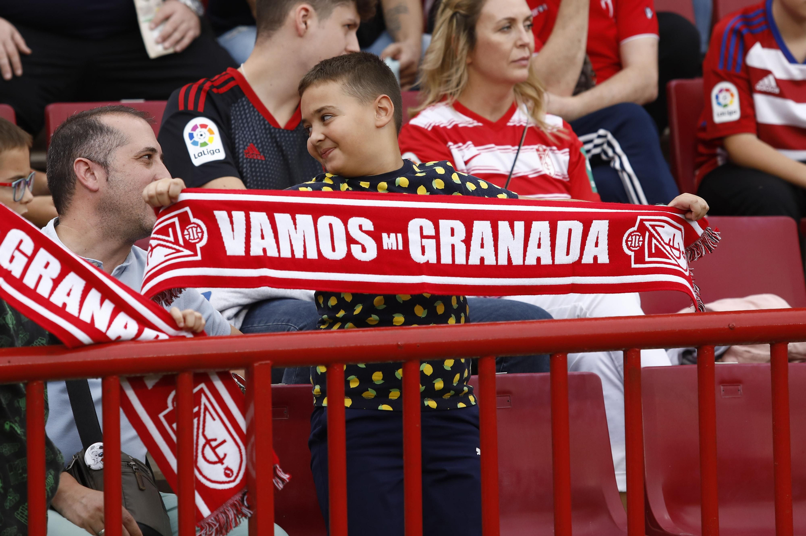 Un aficionado joven en el estadio