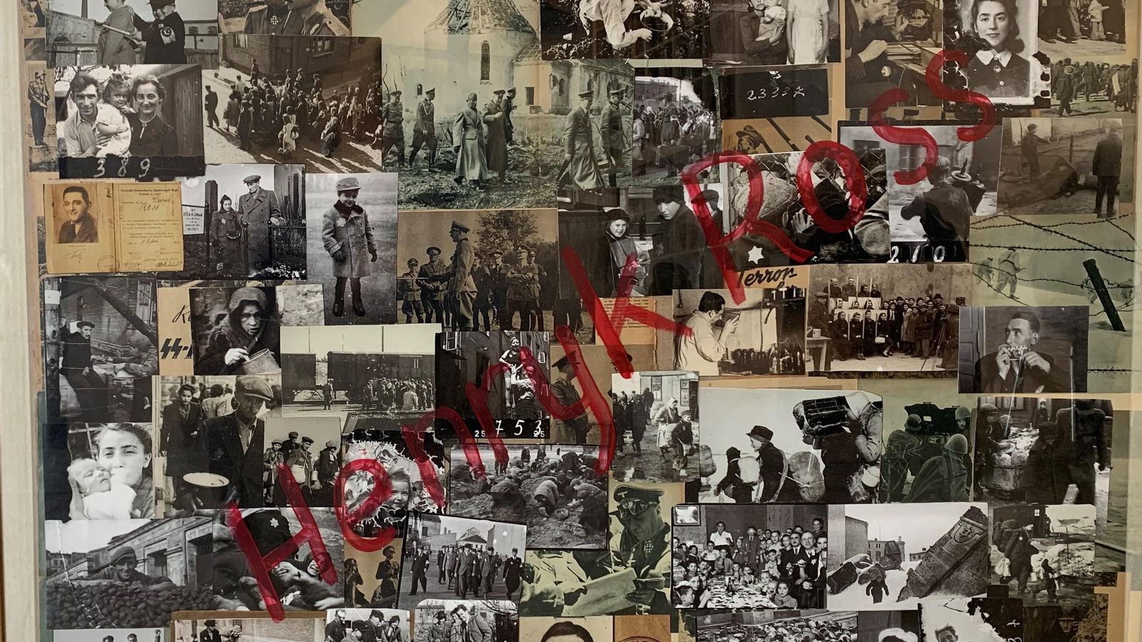 'Collage' de Gloria Rodríguez en la exposición 'Holocausto'.