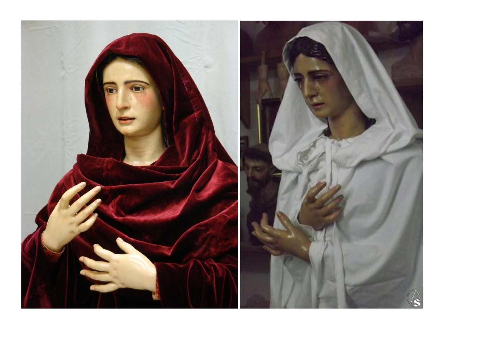 Soledad de Vera-Cruz, a la izquierda, y la que pudo ser Dolorosa de Vera-Cruz, también de Sebastián Santos (a la derecha)to intento