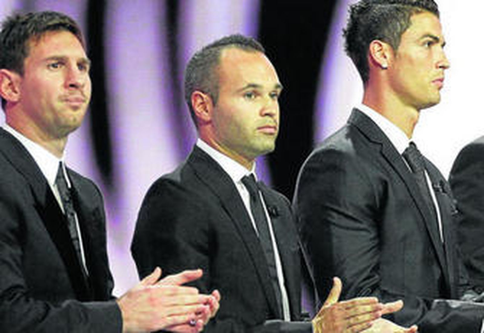 Messi, Iniesta y Cristiano Ronaldo, los tres nominados, en una imagen de archivo.