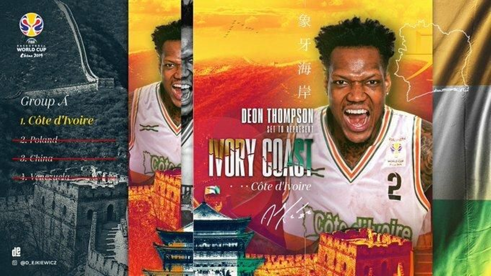 Deon Thompson irá al Mundial con Costa de Marfil.