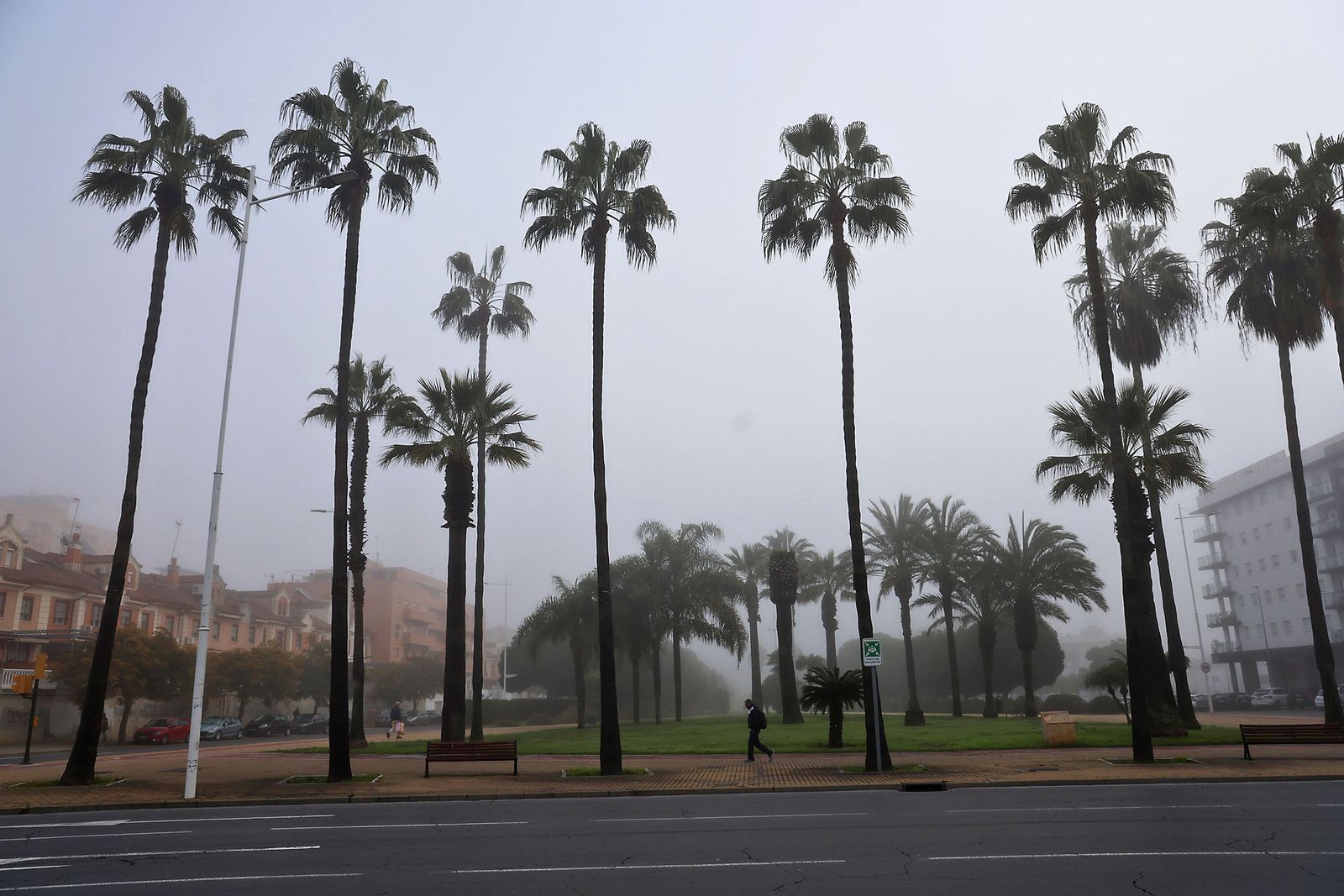 Imágenes de la espesa niebla durante la mañana en Huelva