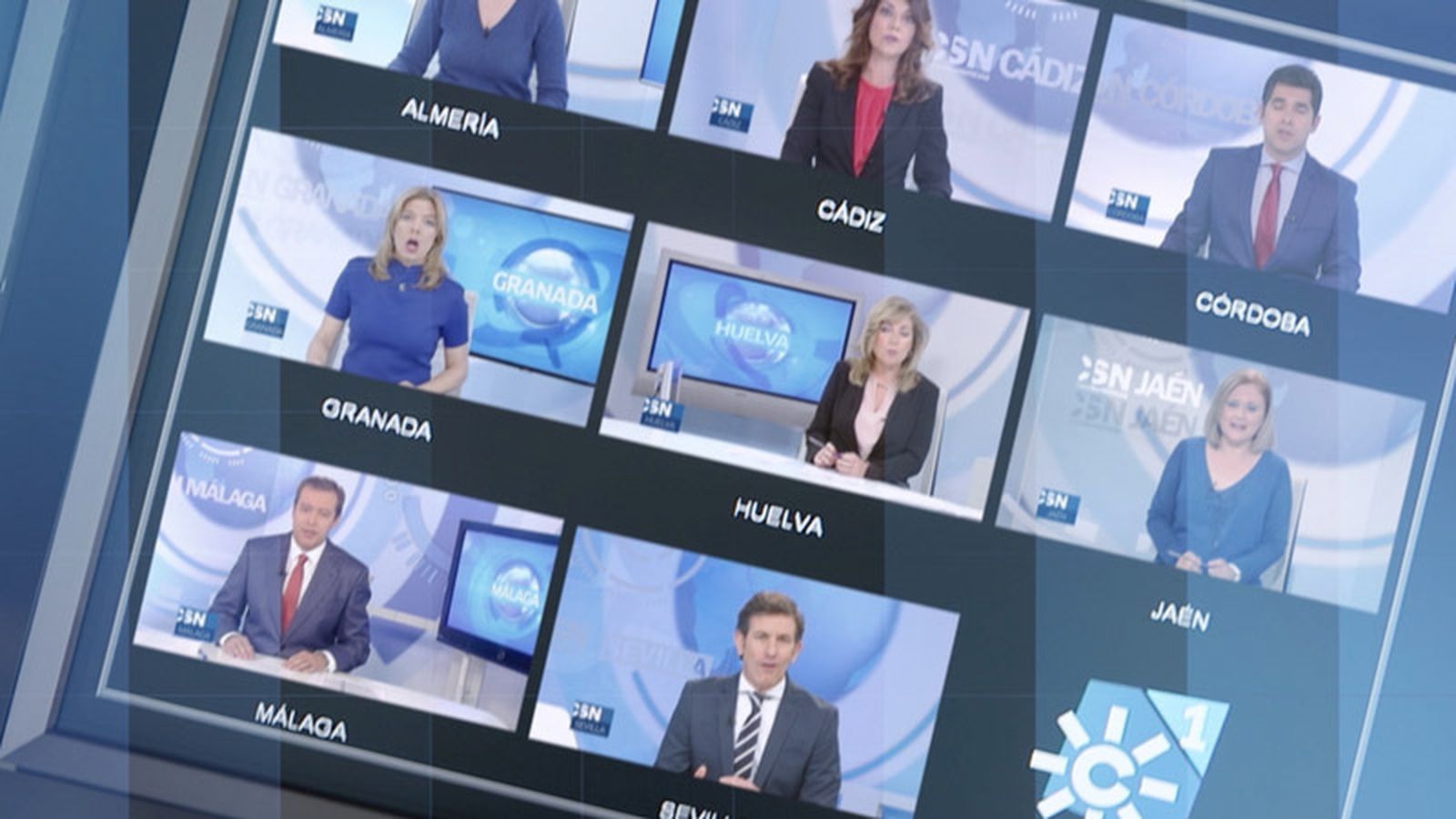 Multipantalla con las desconexiones provinciales de Canal Sur