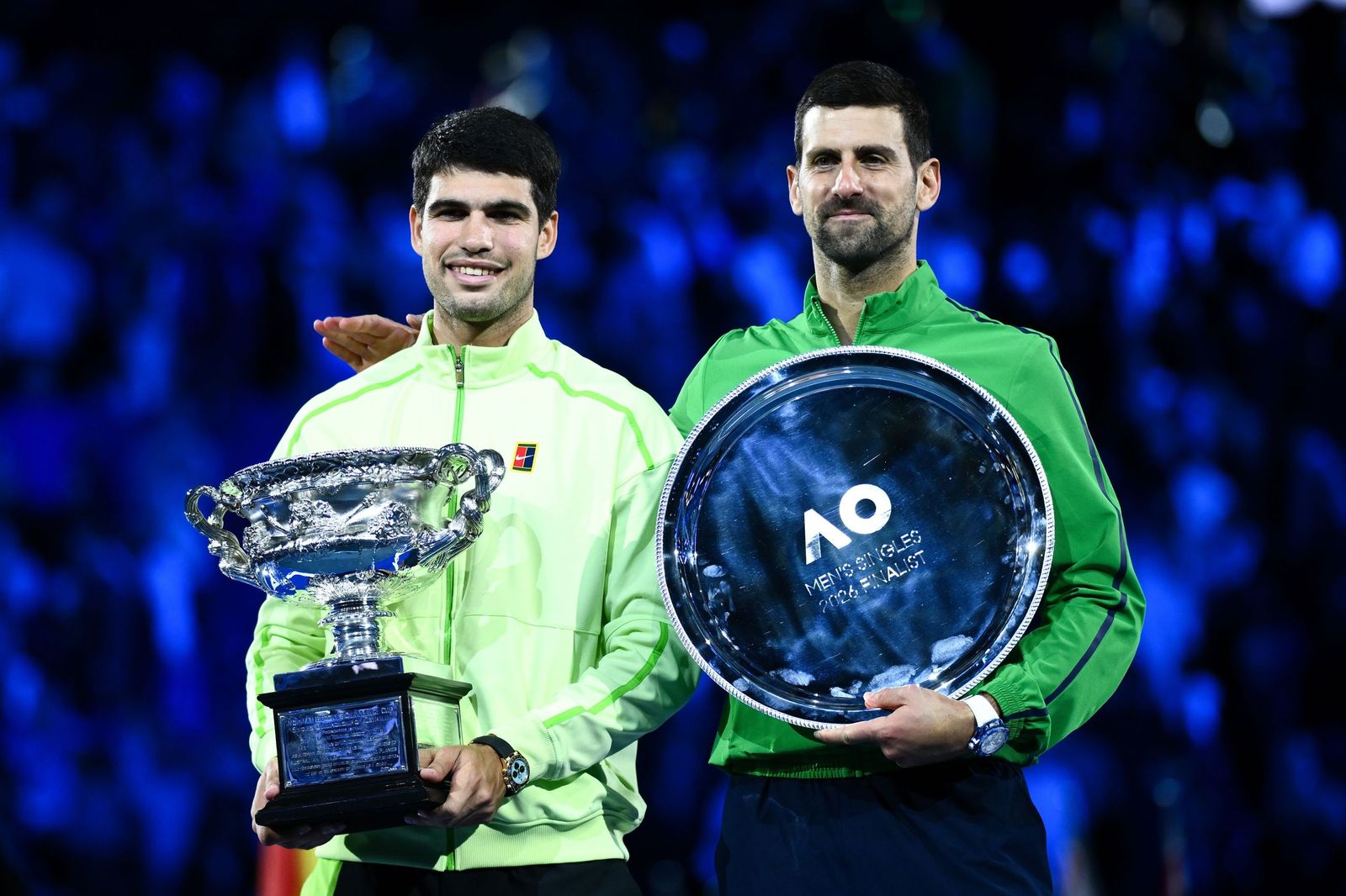 Carlos Alcaraz y Novak Djokovic, en la final del Abierto de Australia