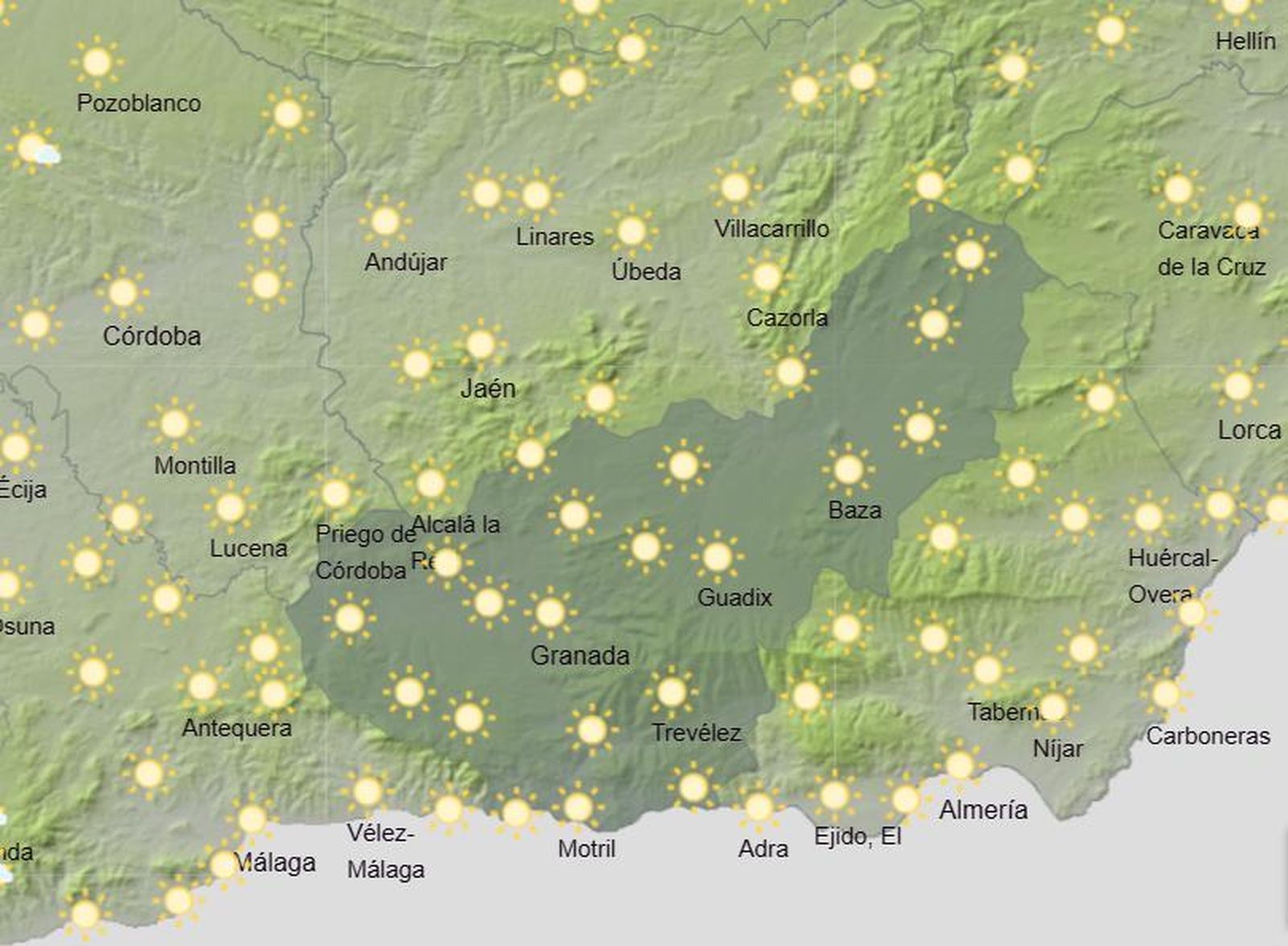 Aemet vuelve a activar el aviso amarillo en Granada por máximas de 41 grados