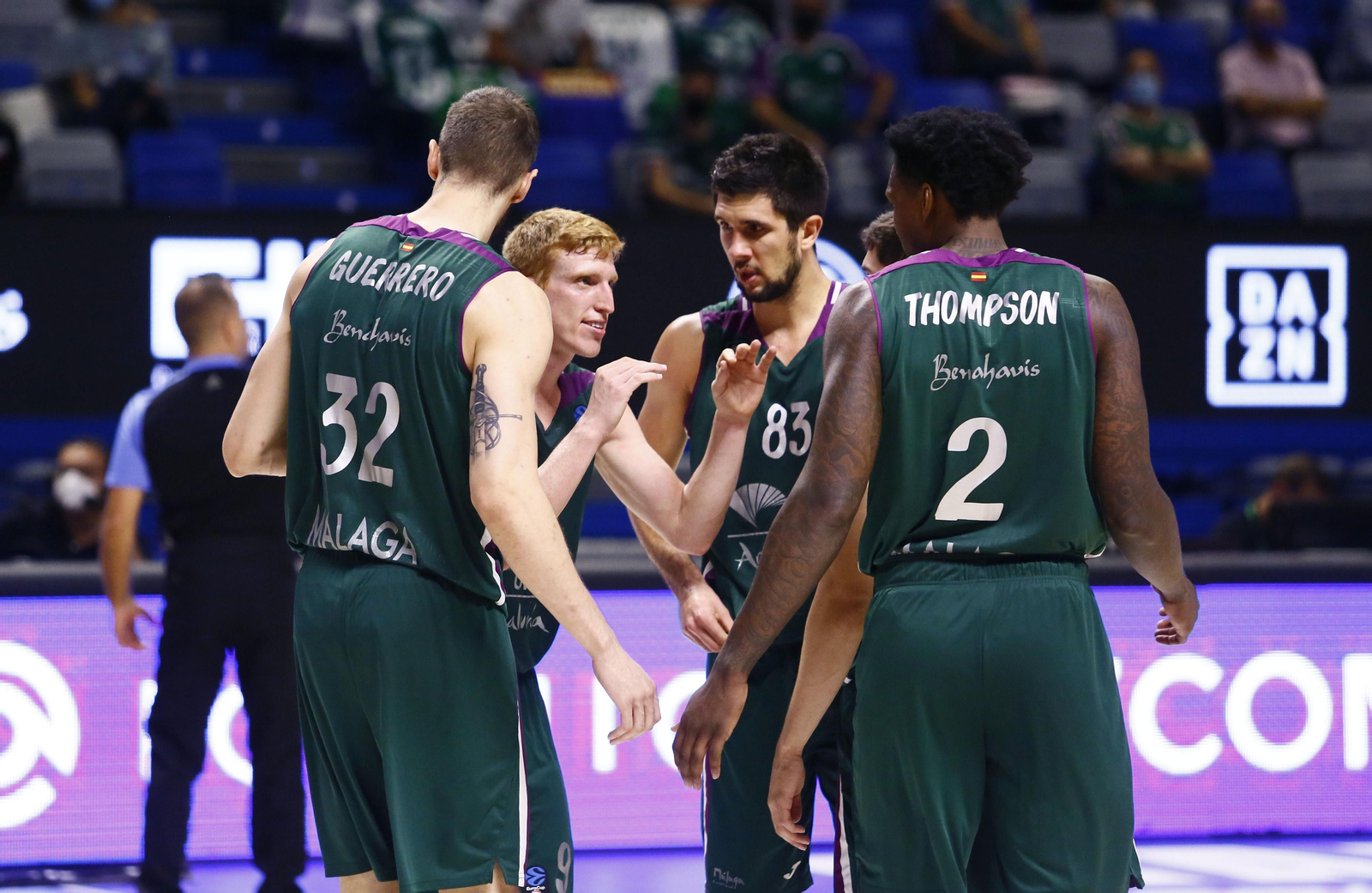 Varios jugadores del Unicaja en un partido de Eurocup de esta temporada.