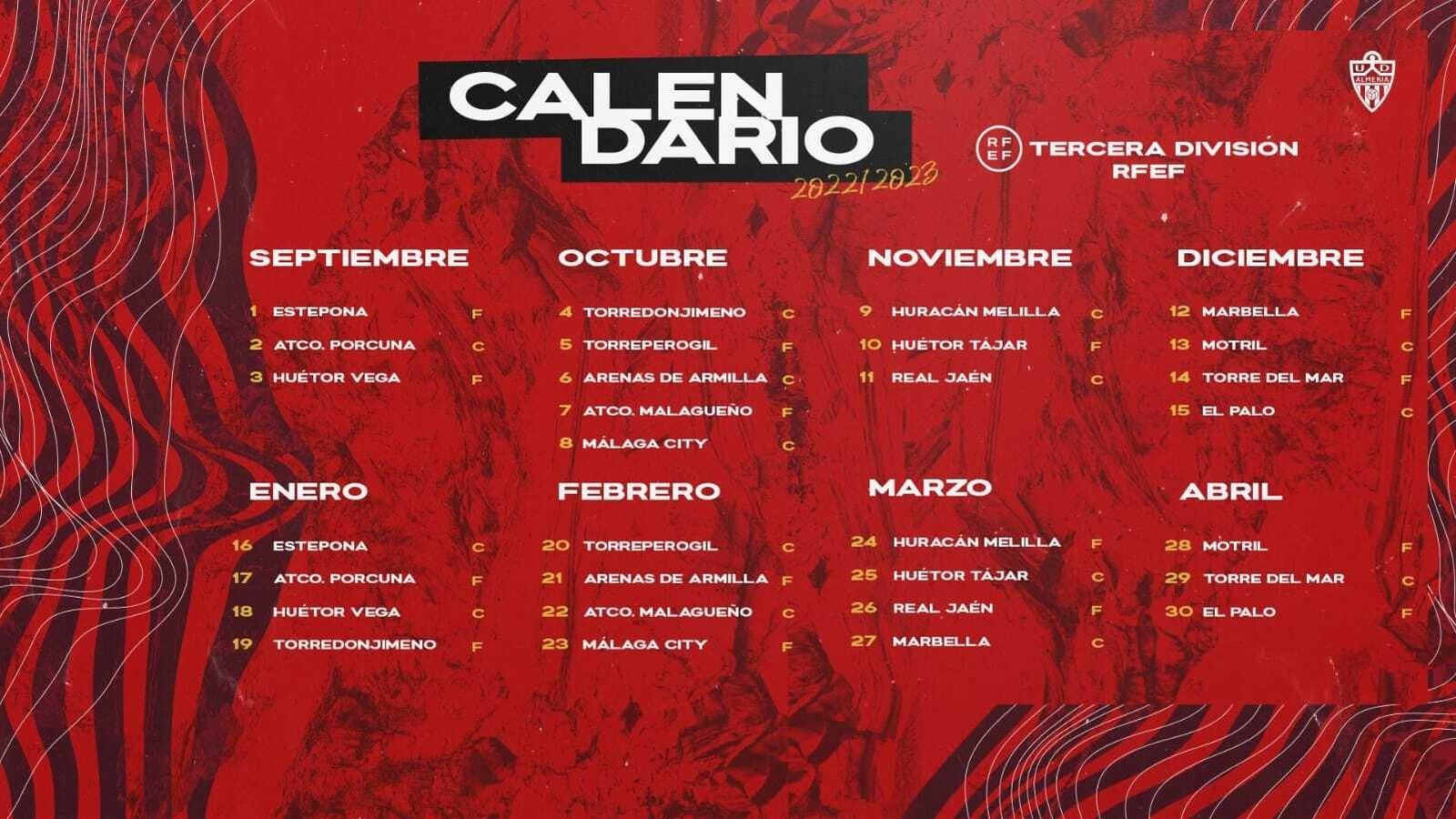 Calendario del Almería B para la fase regular