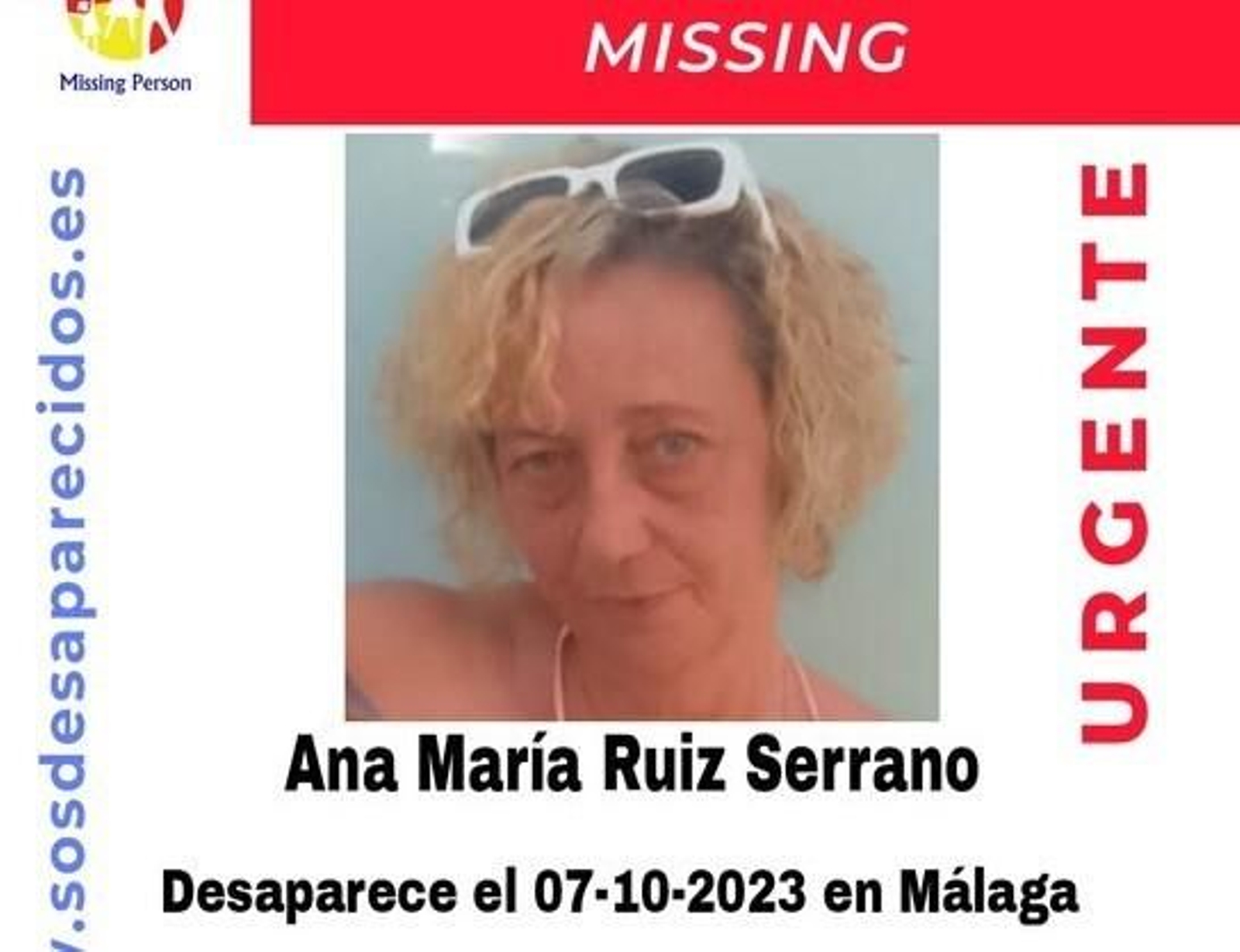 Imagen de la mujer desaparecida en Málaga, Ana María Ruiz Serrano