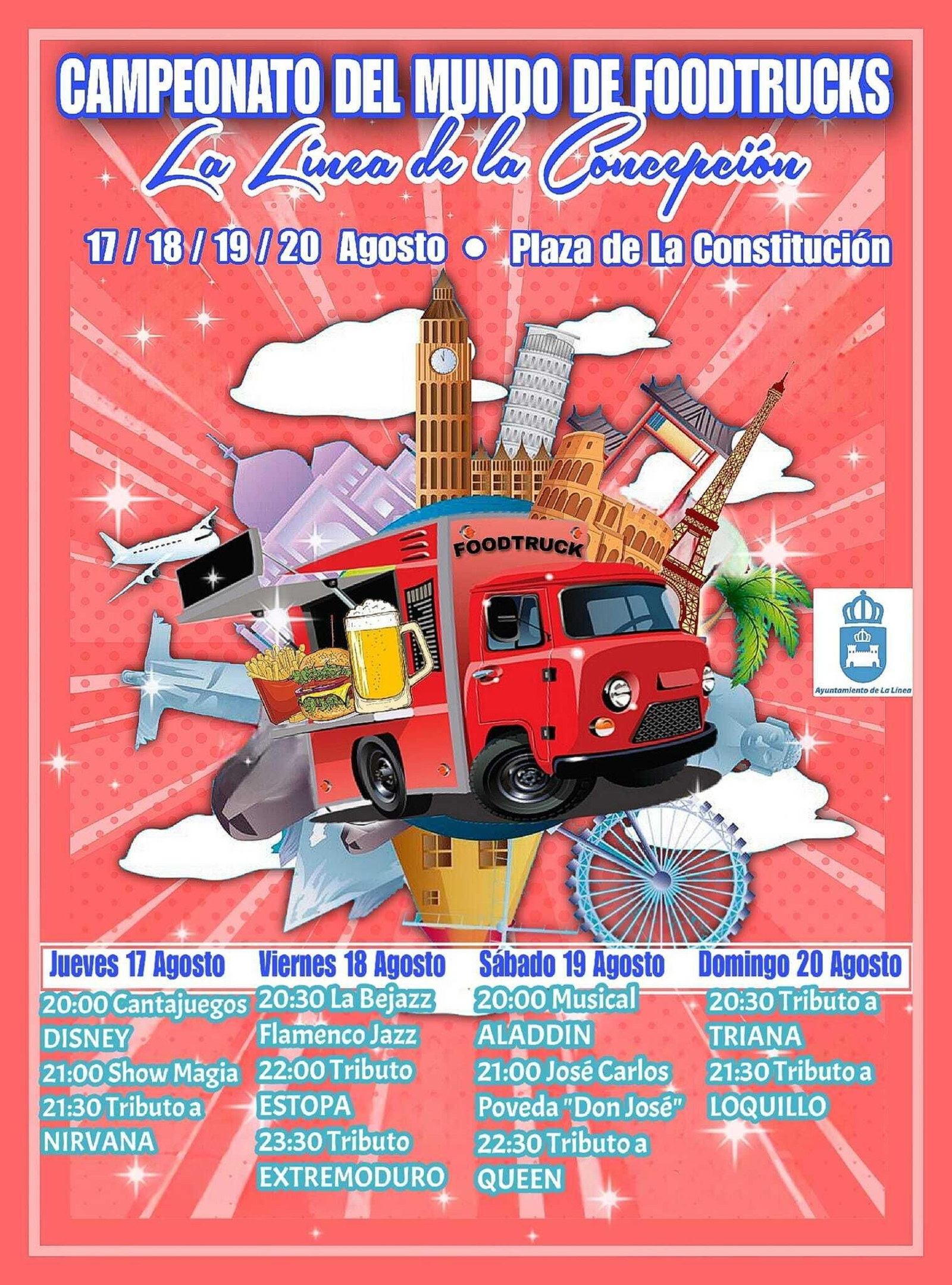 Cartel del Campeonato del mundo de foodtrucks en La Línea.