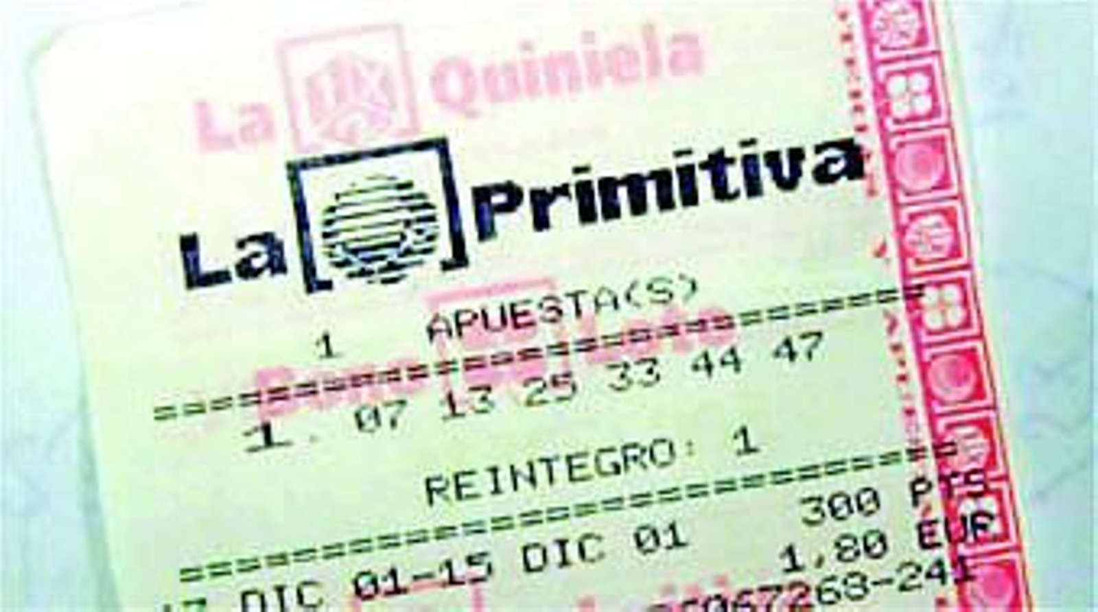 Boleto de La Primitiva.