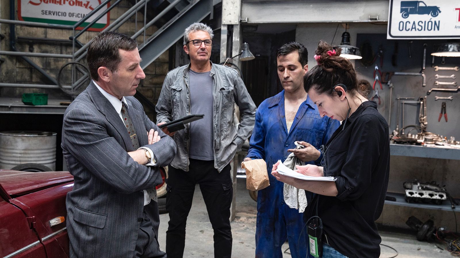 Mariano Barroso y Antonio de la Torre, durante el rodaje de la serie