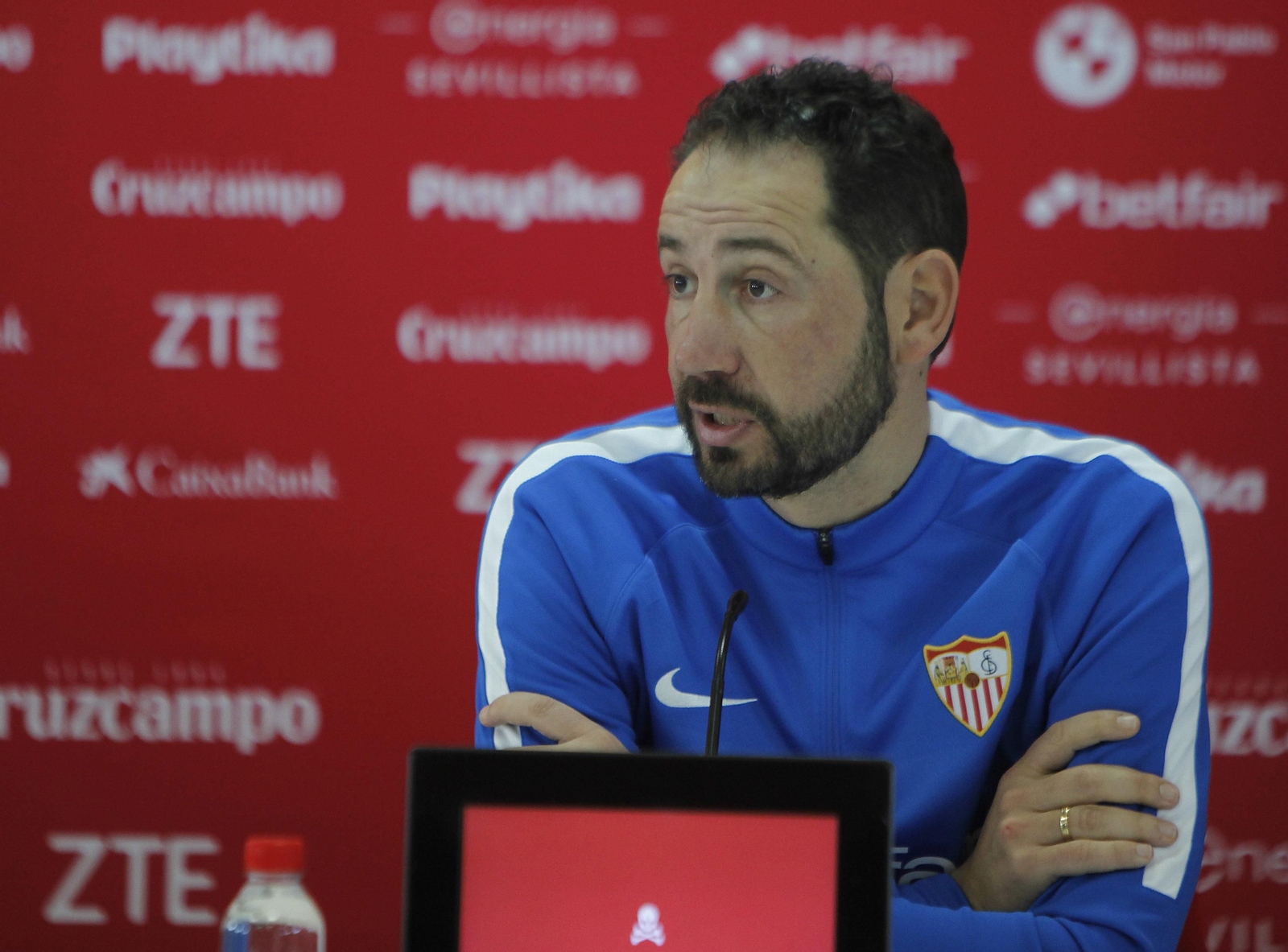 Pablo Machín, en la sala de prensa de la ciudad deportiva.