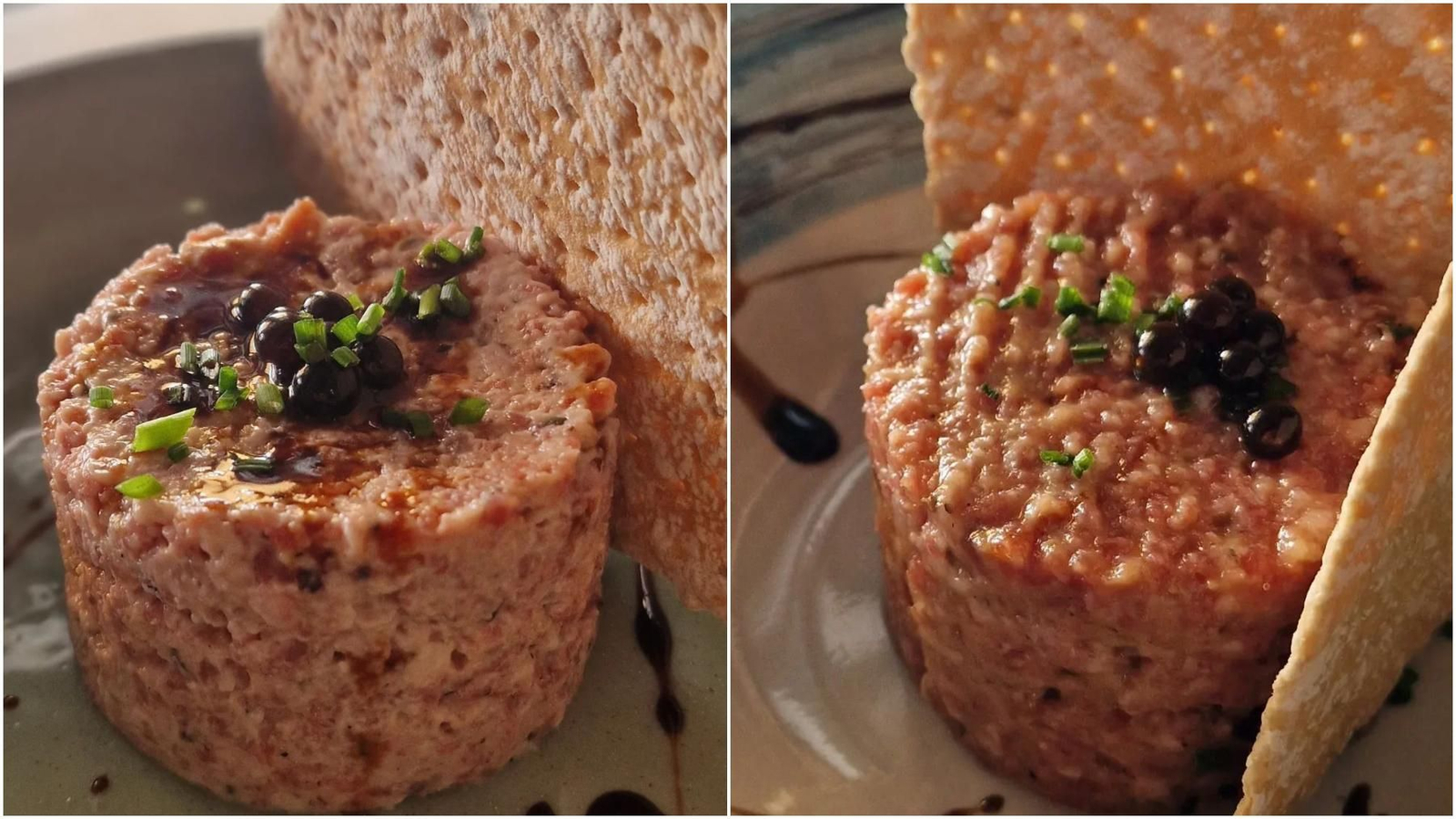 Así luce, bien de cerca, el tarta de salchichón de La Pera Café Gastrobar.