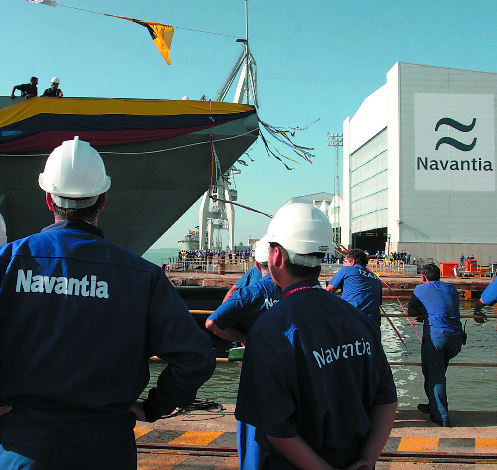 Botadura de uno de los buques construidos en San Fernando para la Armada de Venezuela.