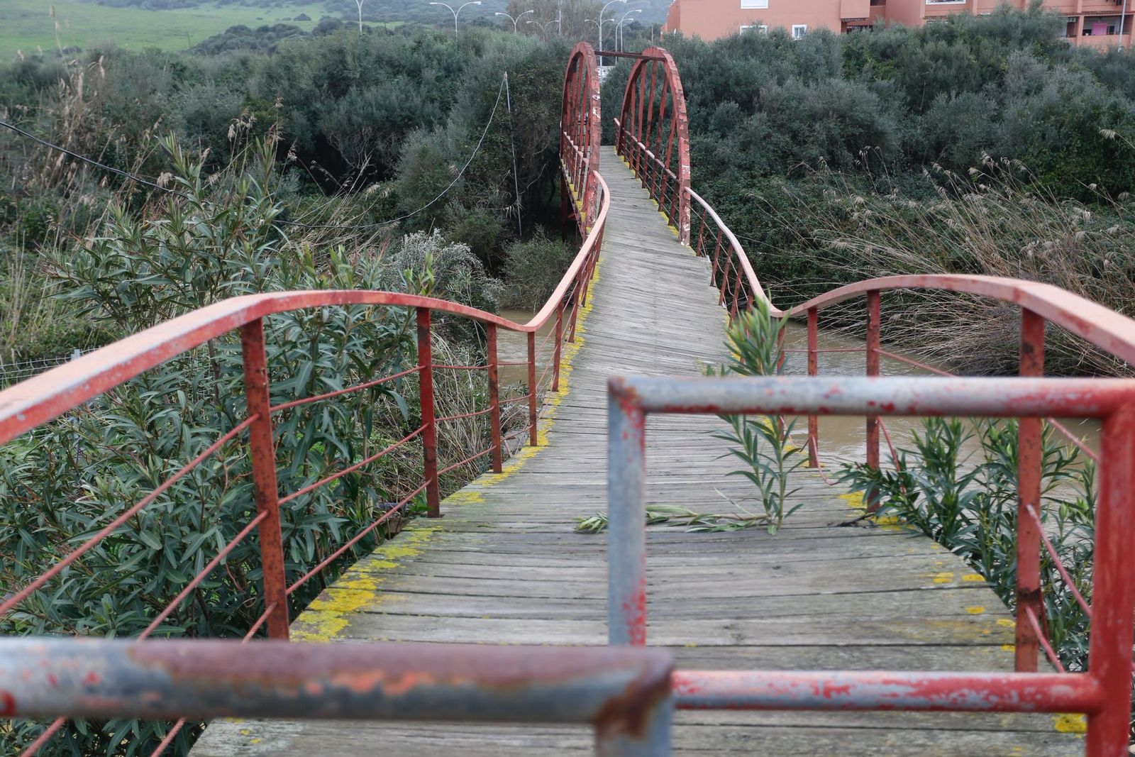 Estado del puente sobre el río Pícaro de Algeciras tras la borrasca Kristin