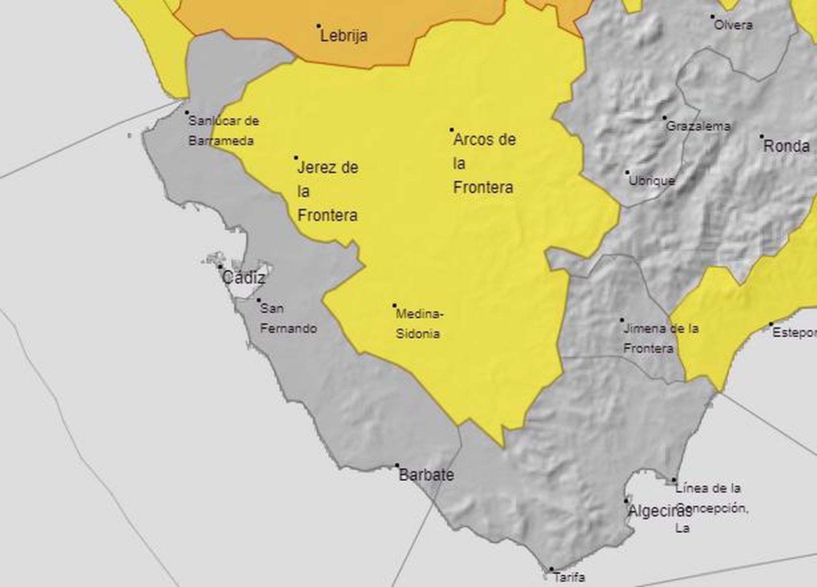 El mapa de aviso amarillo de la Aemet para este martes