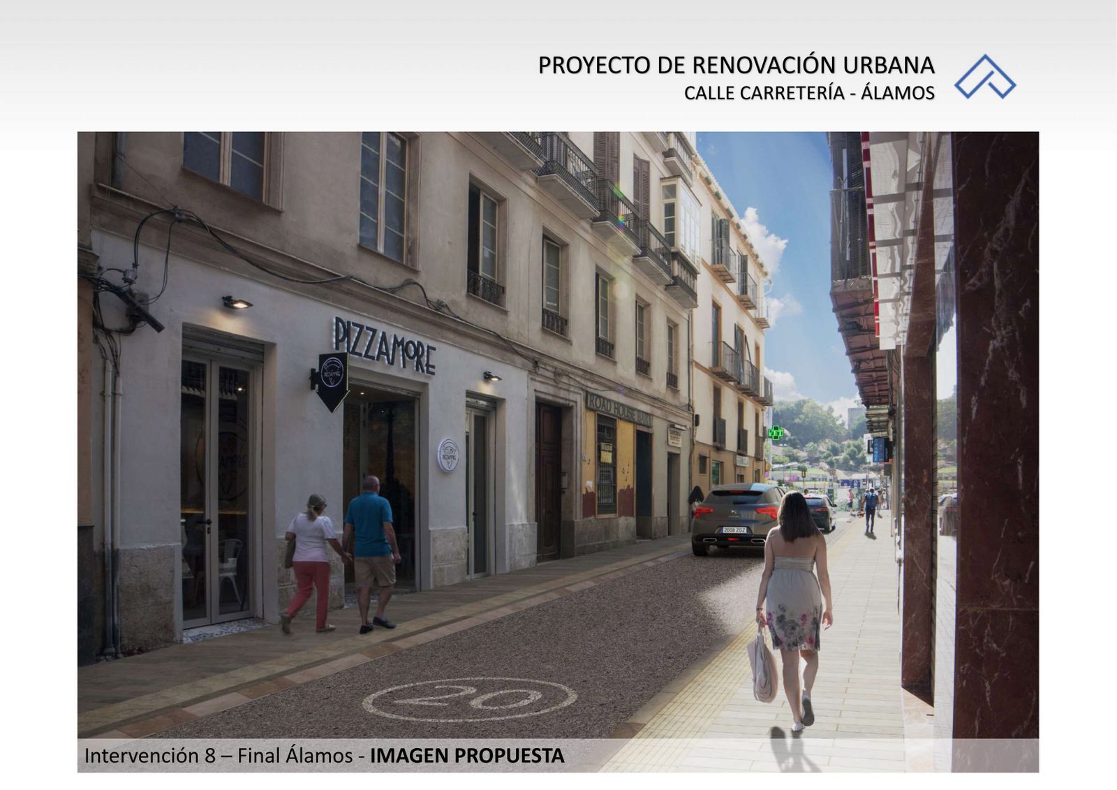 Infografía de la transformación prevista en la calle Álamos.