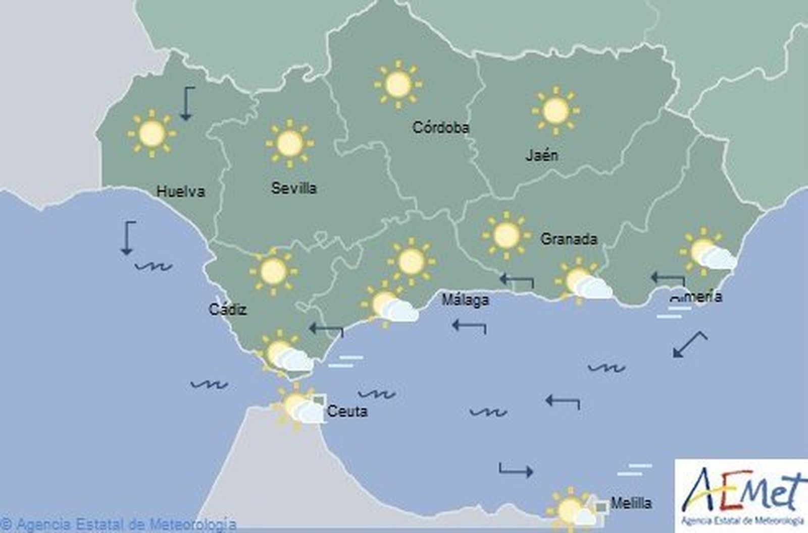 Previsión de Aemet para este lunes.