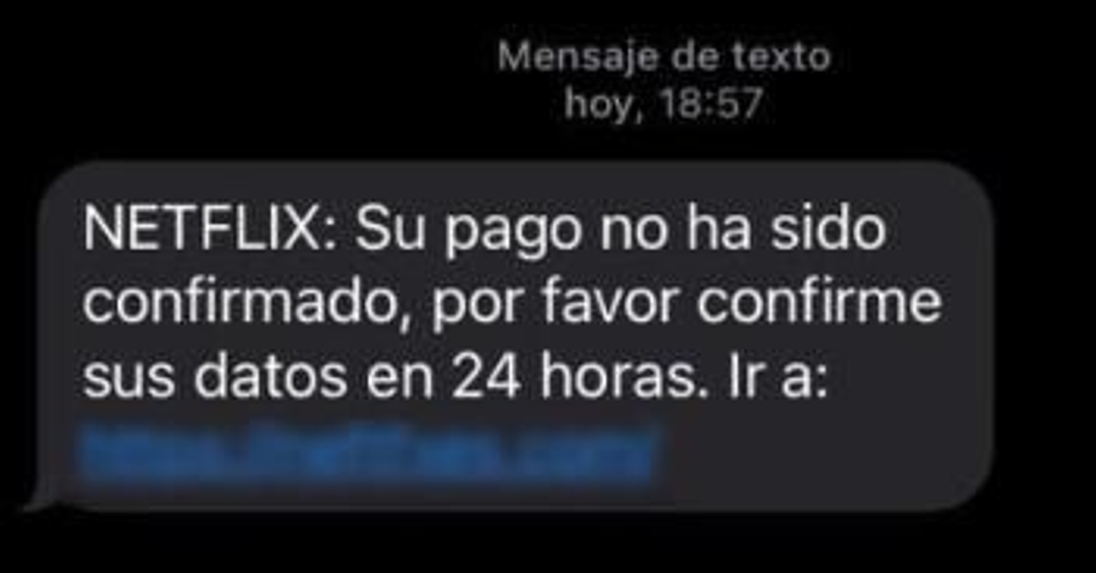 Un ejemplo de un mensaje fraudulento.