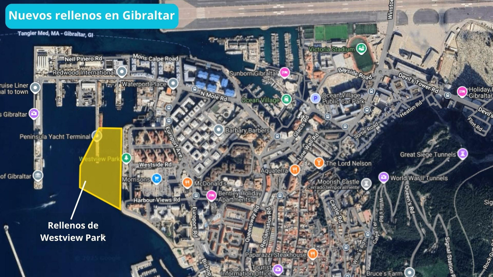 Los nuevos rellenos proyectados en Gibraltar. Los nuevos rellenos proyectados en Gibraltar.