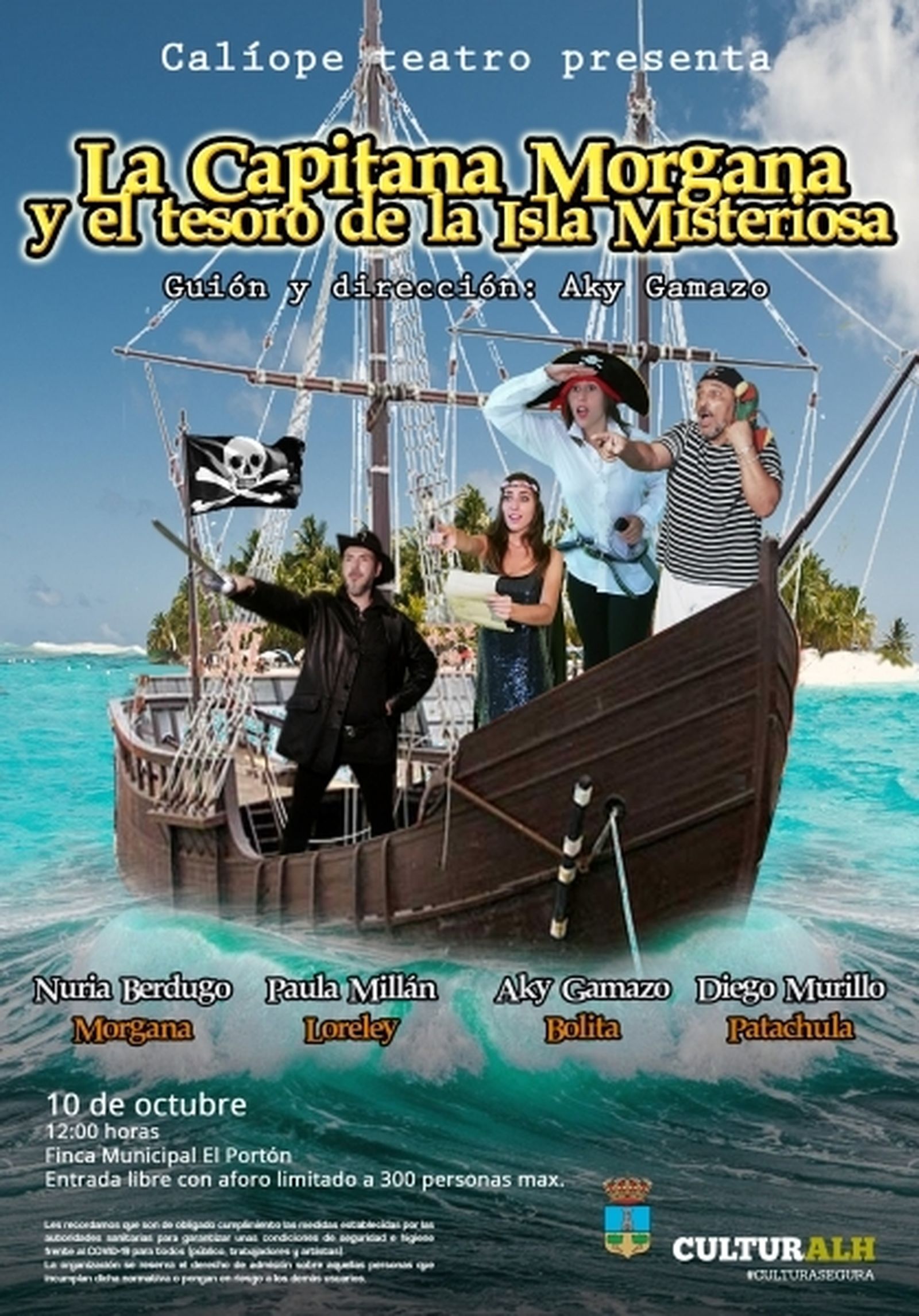 Cartel de  'La capitana Morgana y el tesoro de la Isla Misteriosa'.