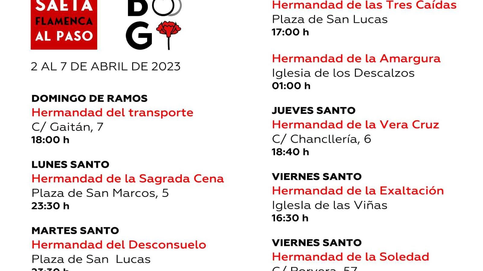 Programa de Saeta Flamenca al paso