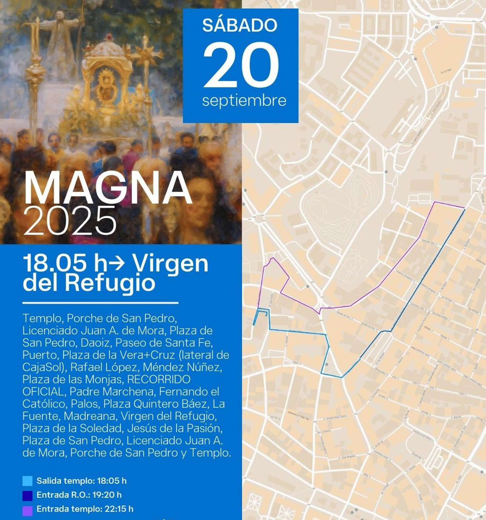 Recorrido de María Santísima del Refugio durante la Magna Mariana de Huelva.