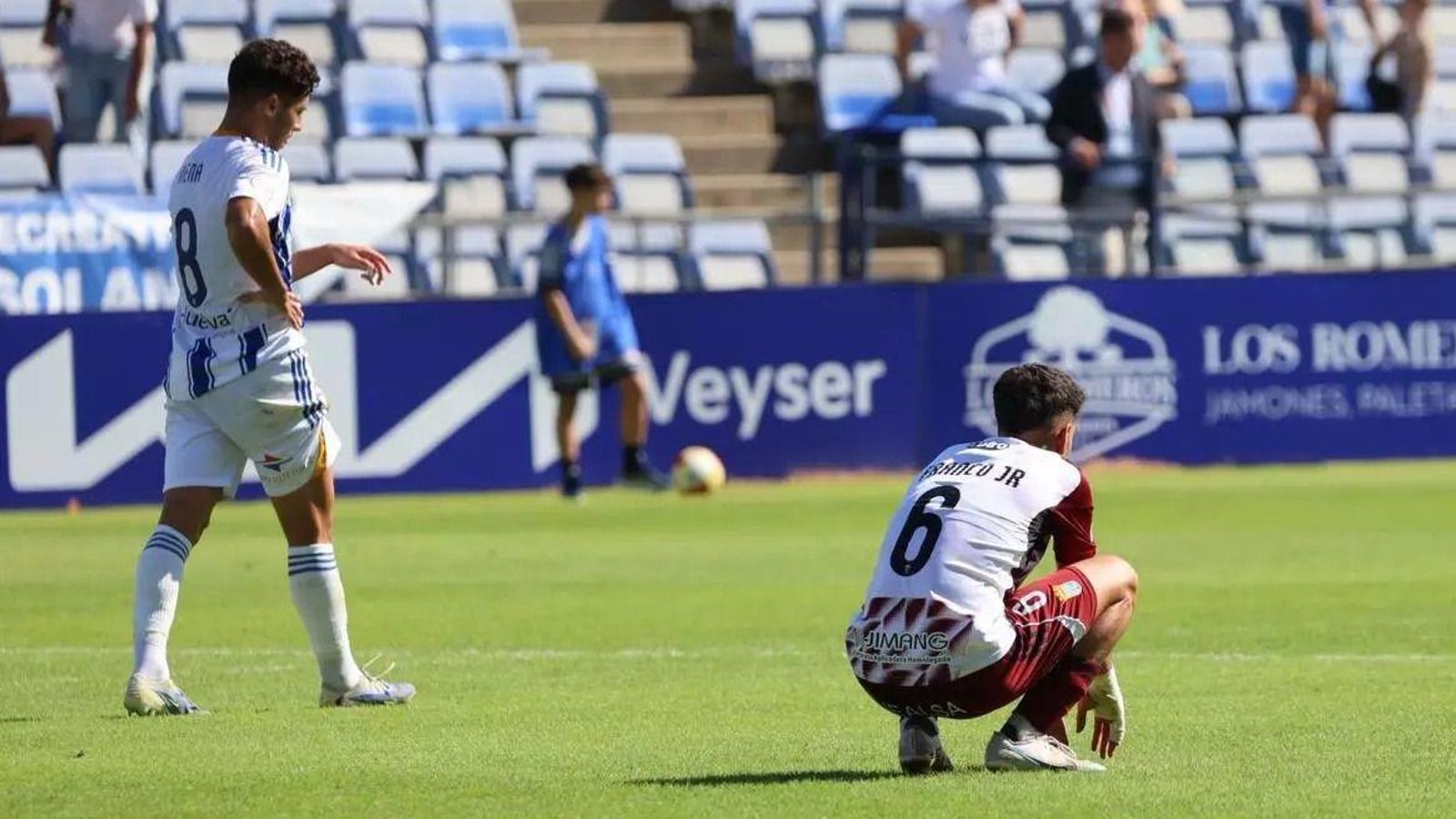 Franco, autor del gol del triunfo en Huelva, se lesionó en el entrenamiento del jueves y es baja ante la Minera.