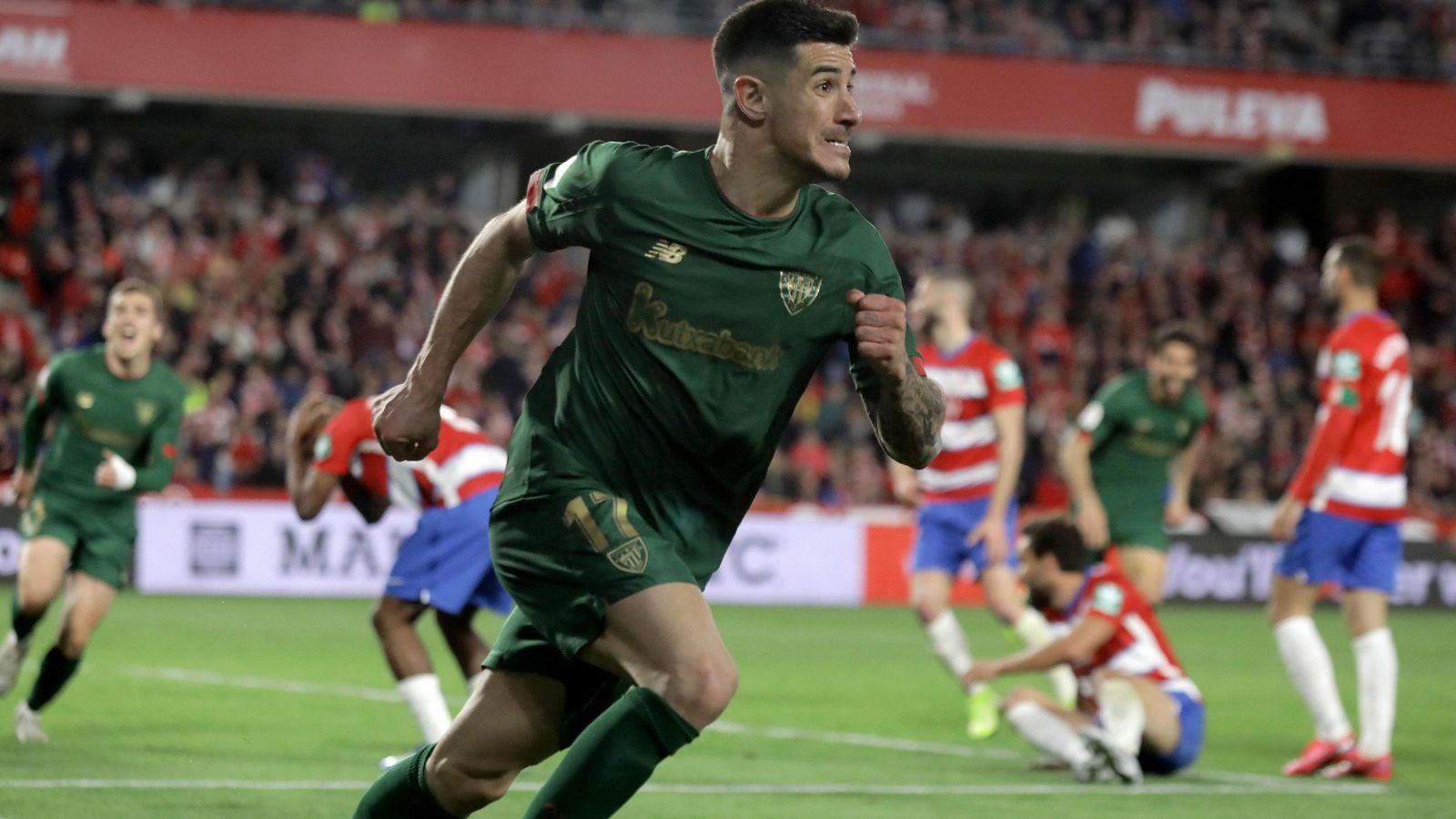 Yuri celebra su gol decisivo en Los Cármenes para llegar a la final.