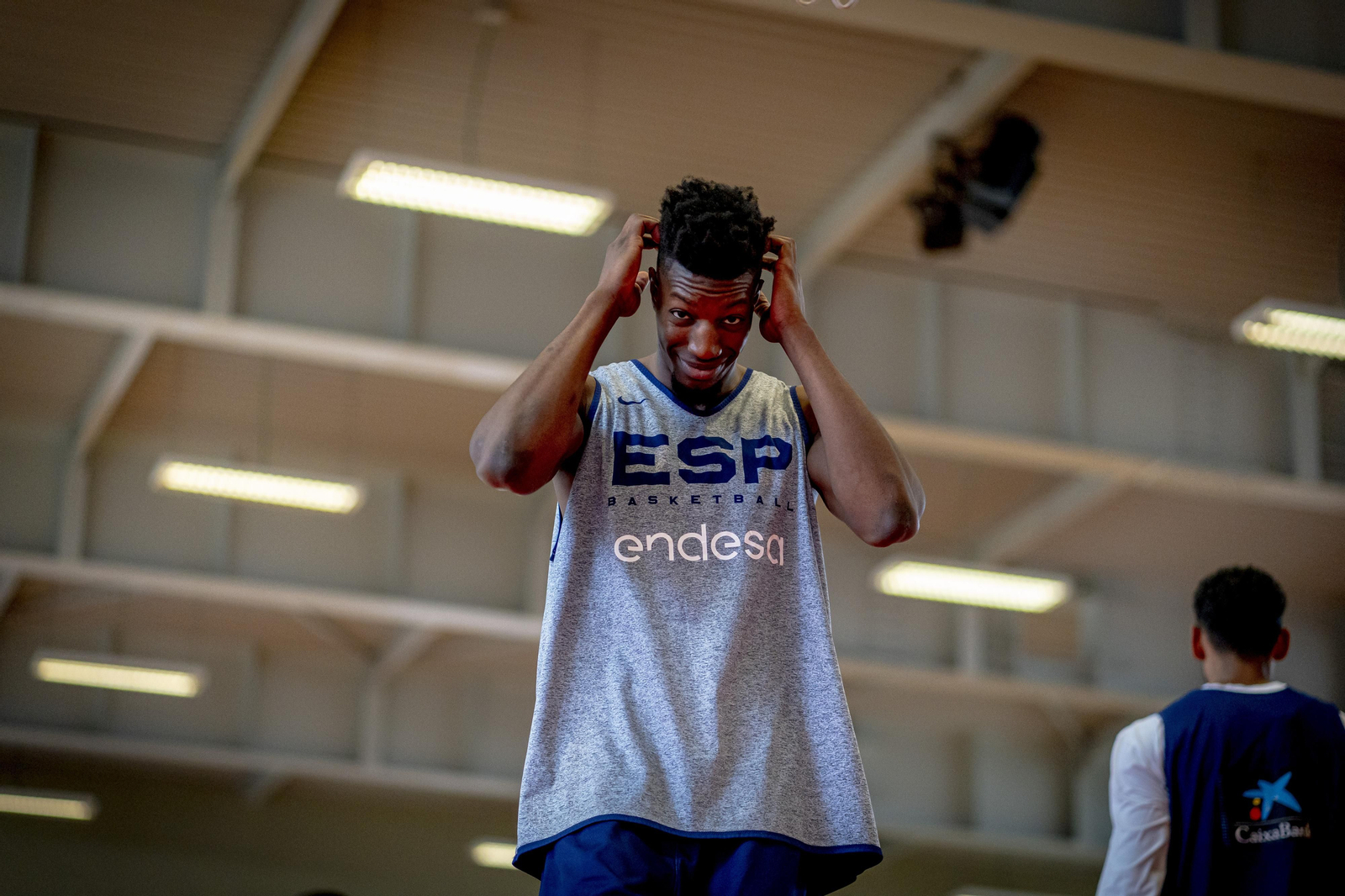 Yankuba Sima, en un entrenamiento con la selección española.