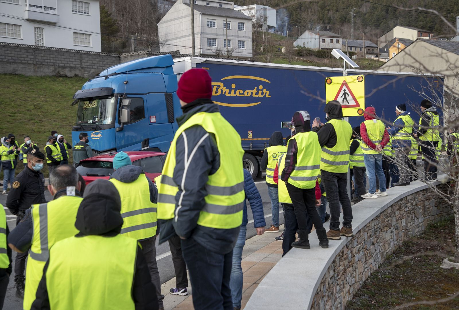 Protesta de transportistas en Lugo.
